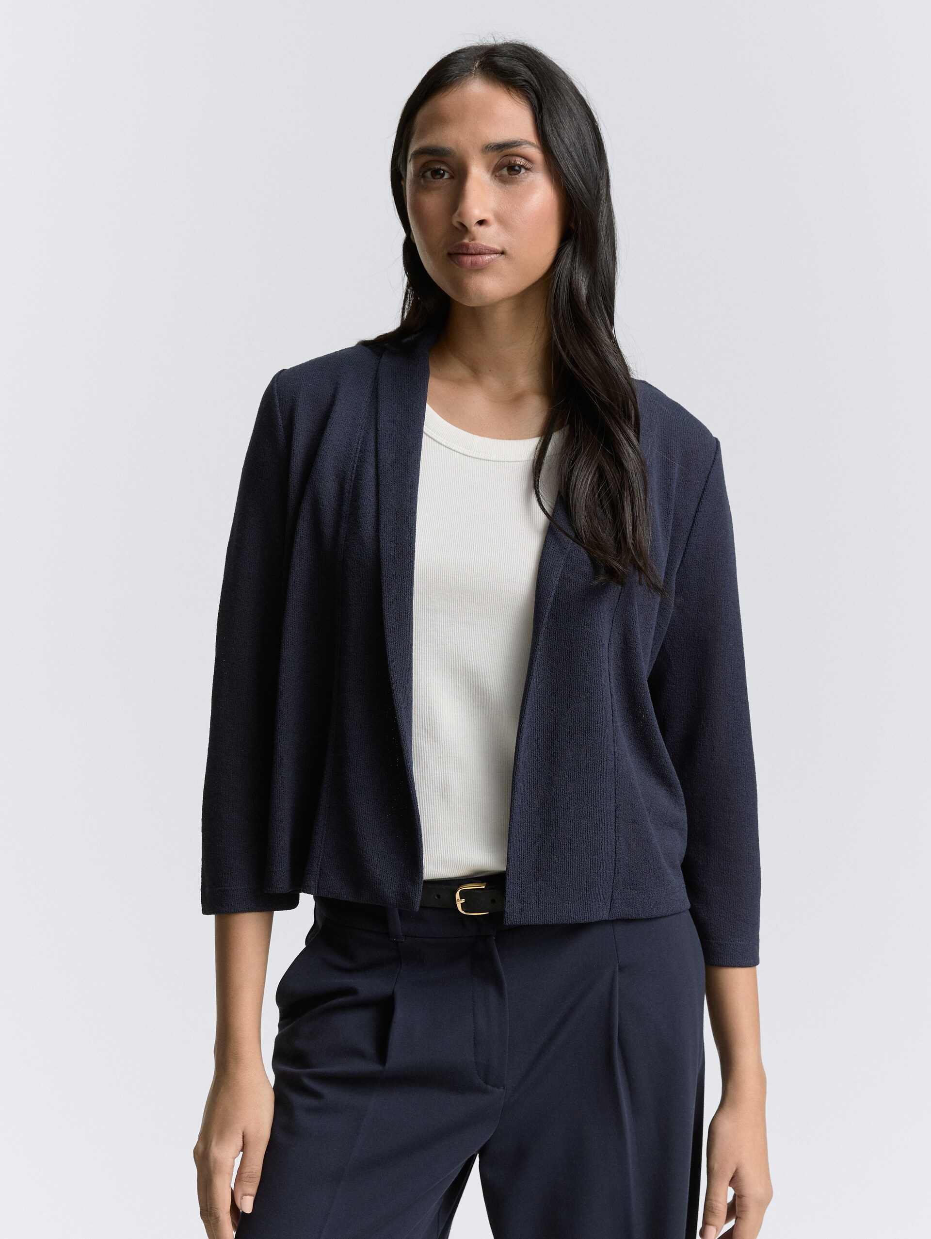 Cardigan mit Schalkragen - sky captain blue - Ausschnitt Model-Vorderansicht