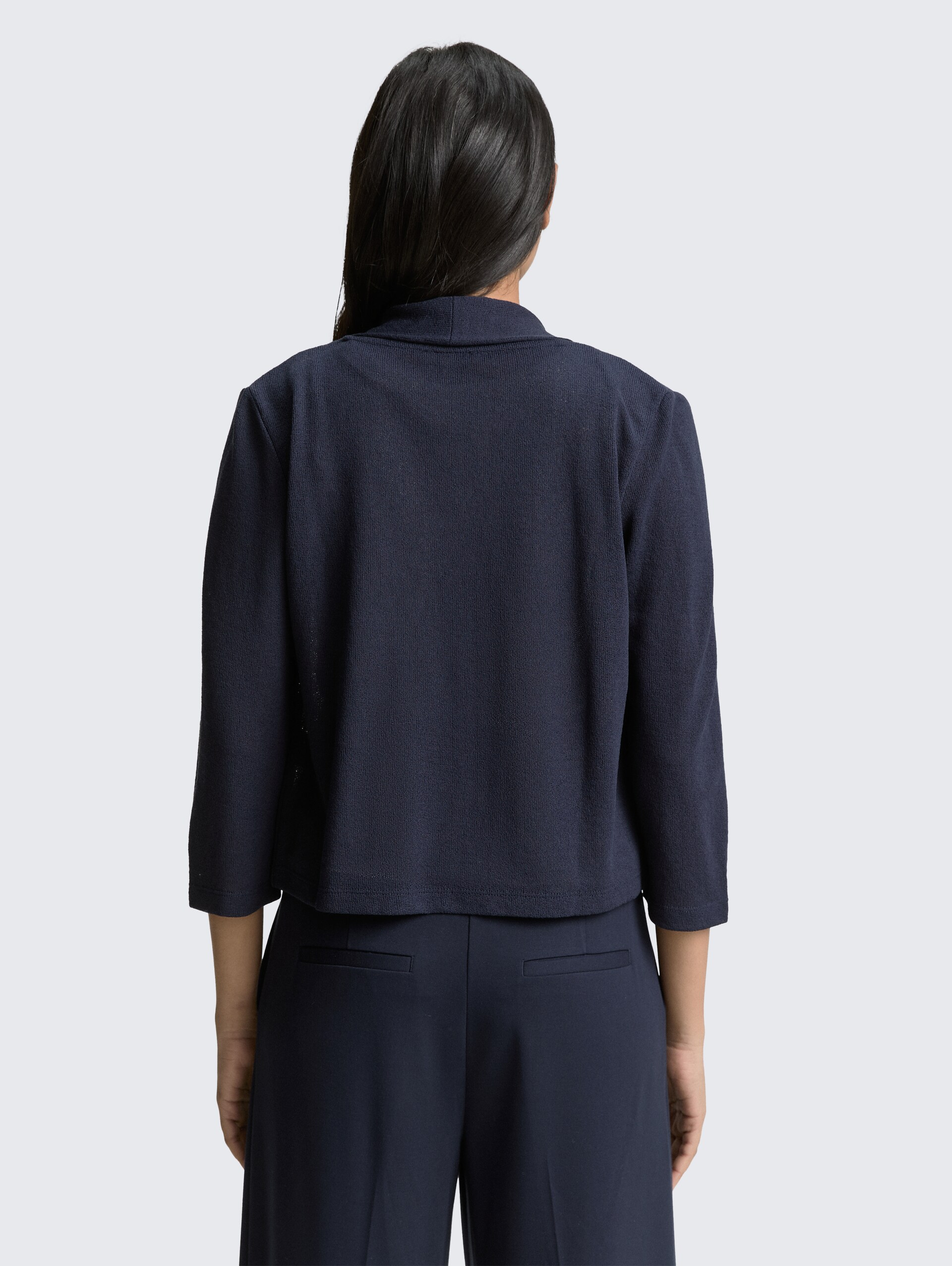 Cardigan mit Schalkragen - sky captain blue - Auschnitt Model-Rückansicht