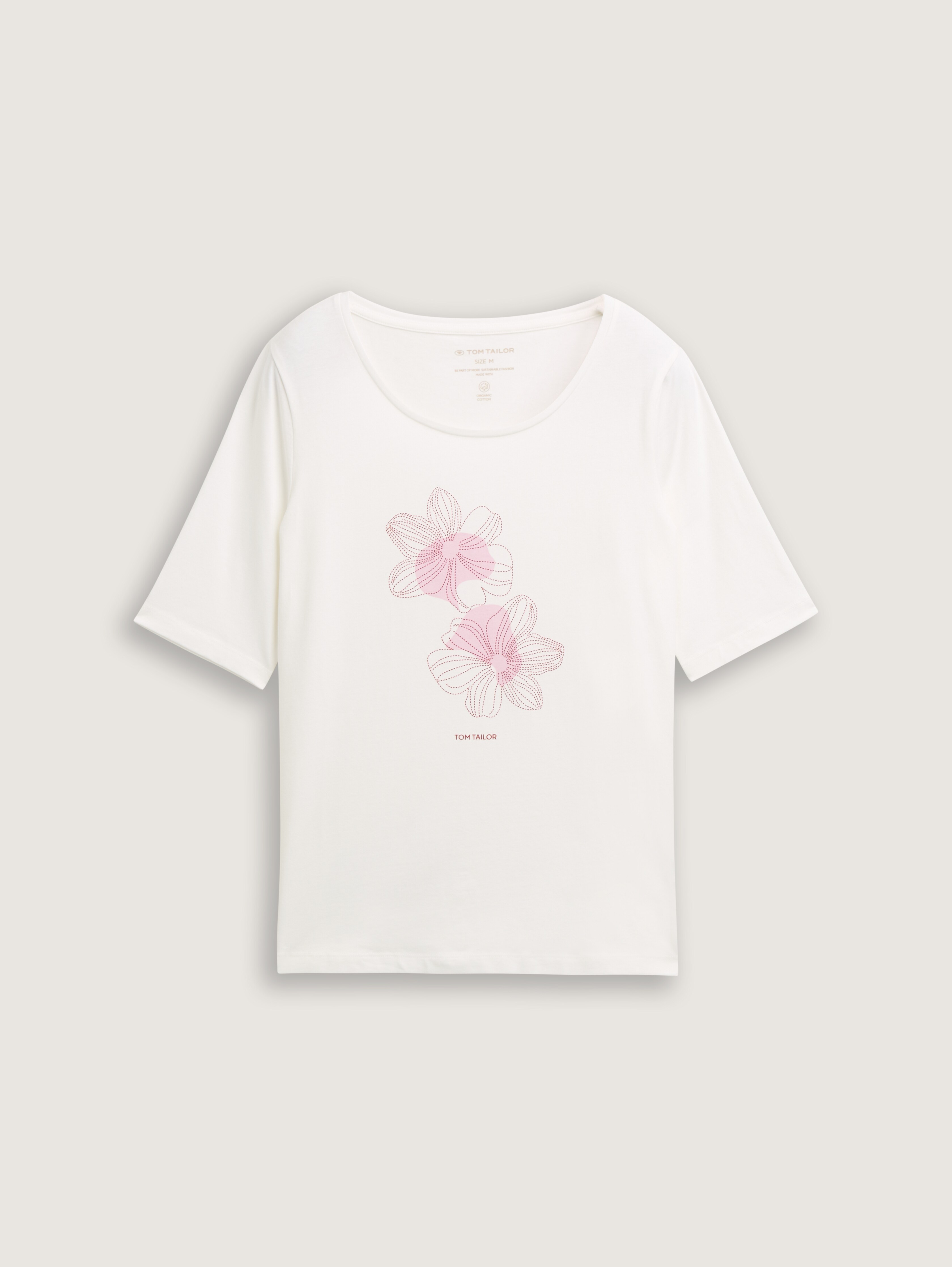 売れ筋商品|||トムテイラー Tシャツ レディース トップス Basic T-shirt - whisper white トムス レディースTシャツ ミックスレッド WM 00300-ACT-903-WM