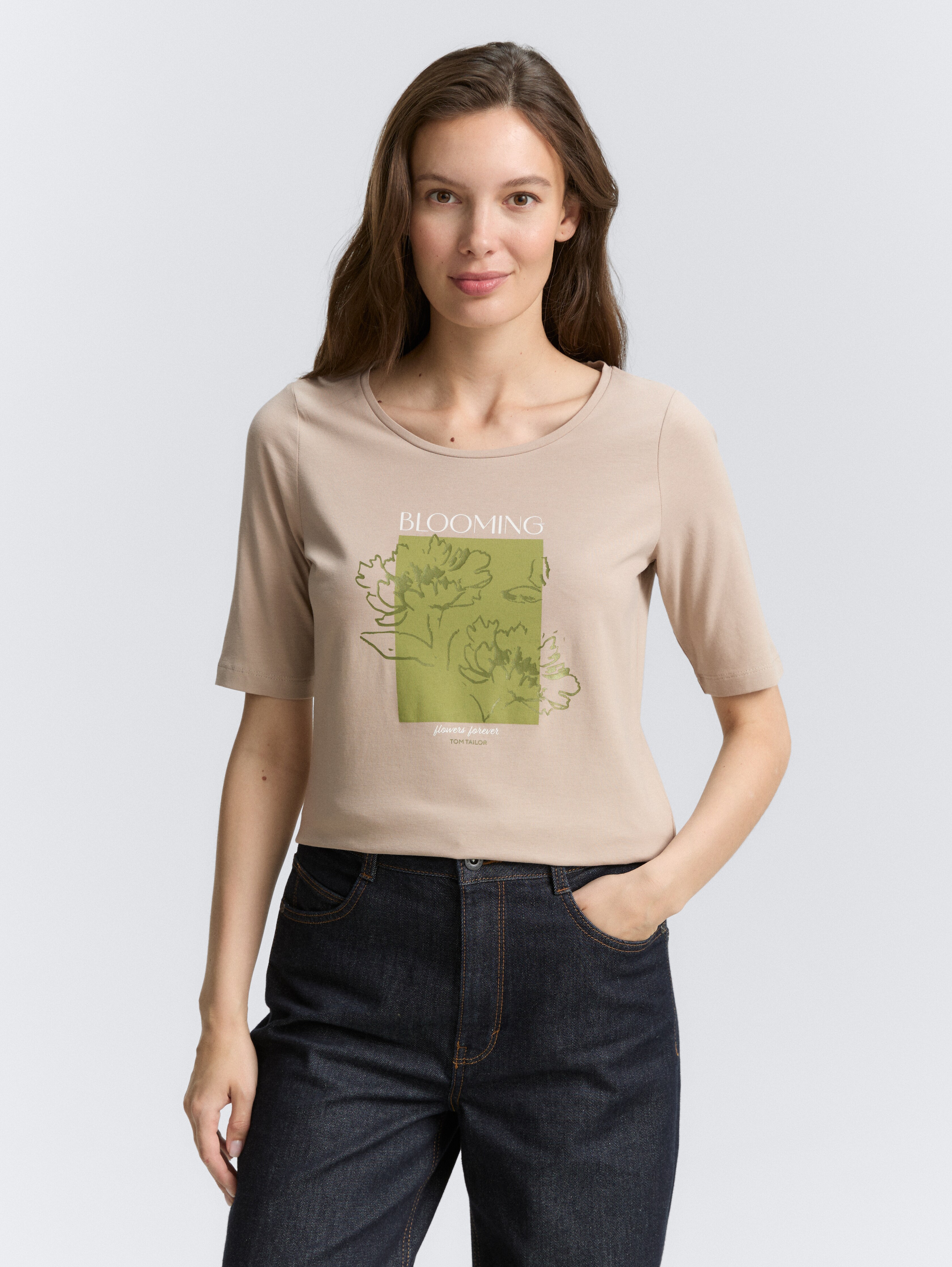 T-Shirt mit Print von Women, soft taupe grey
