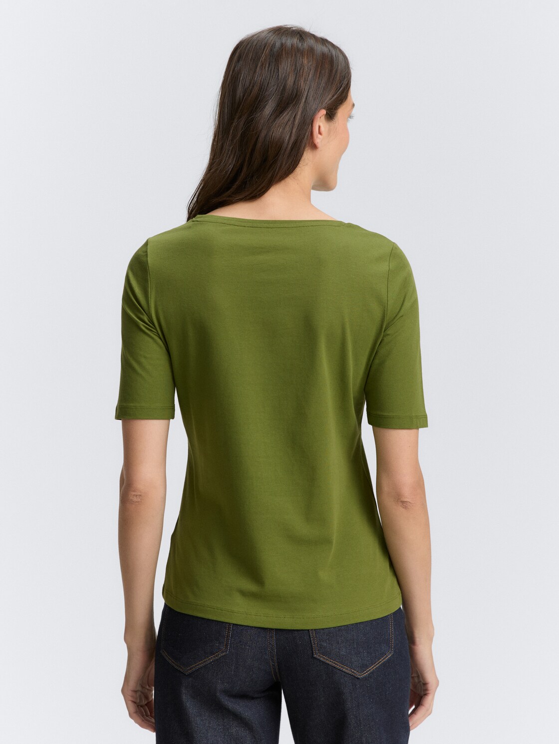 T-Shirt mit Print - deep ivy green - Auschnitt Model-Rückansicht