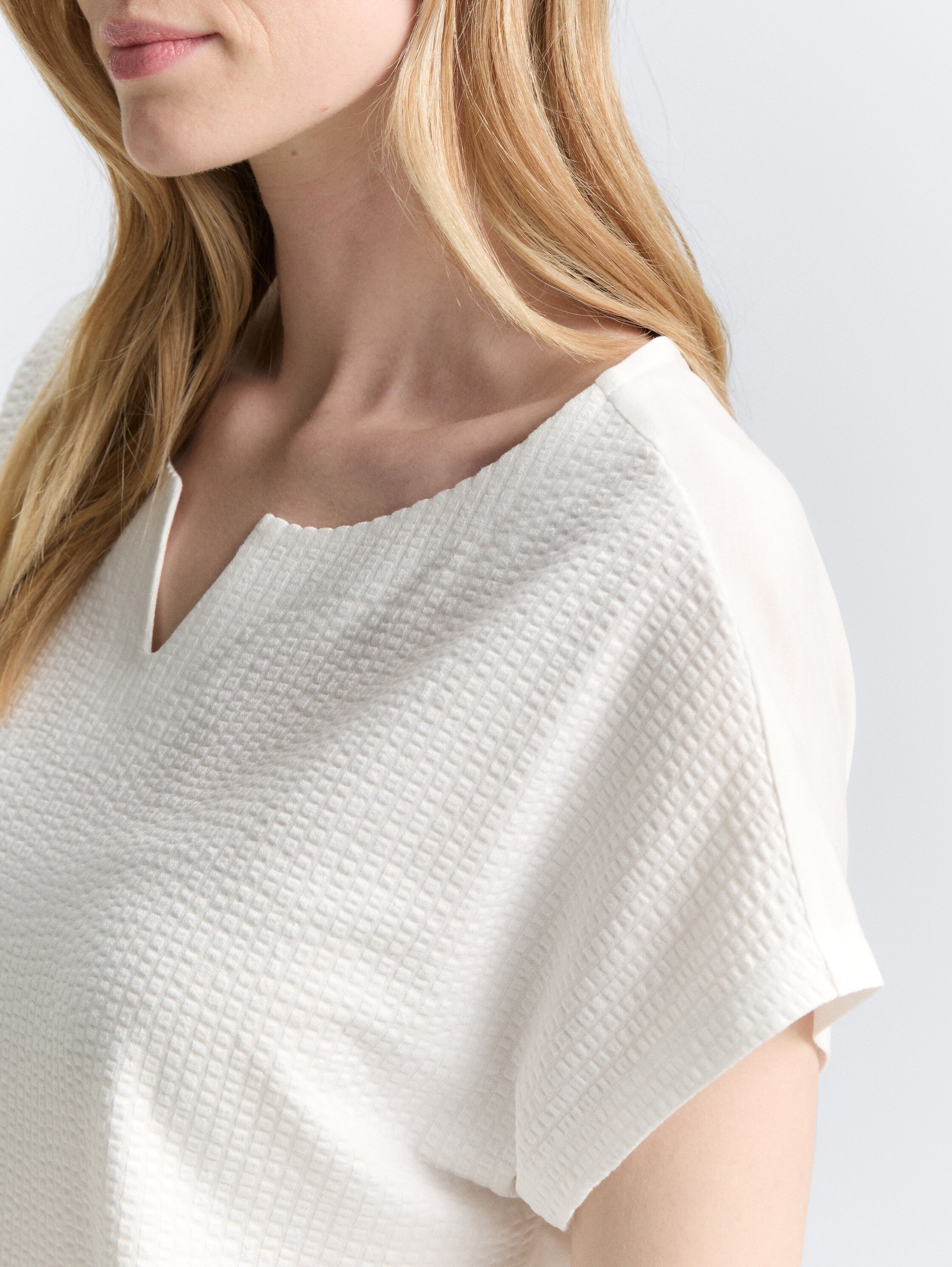 T-Shirt im Material-Mix - whisper_white - 