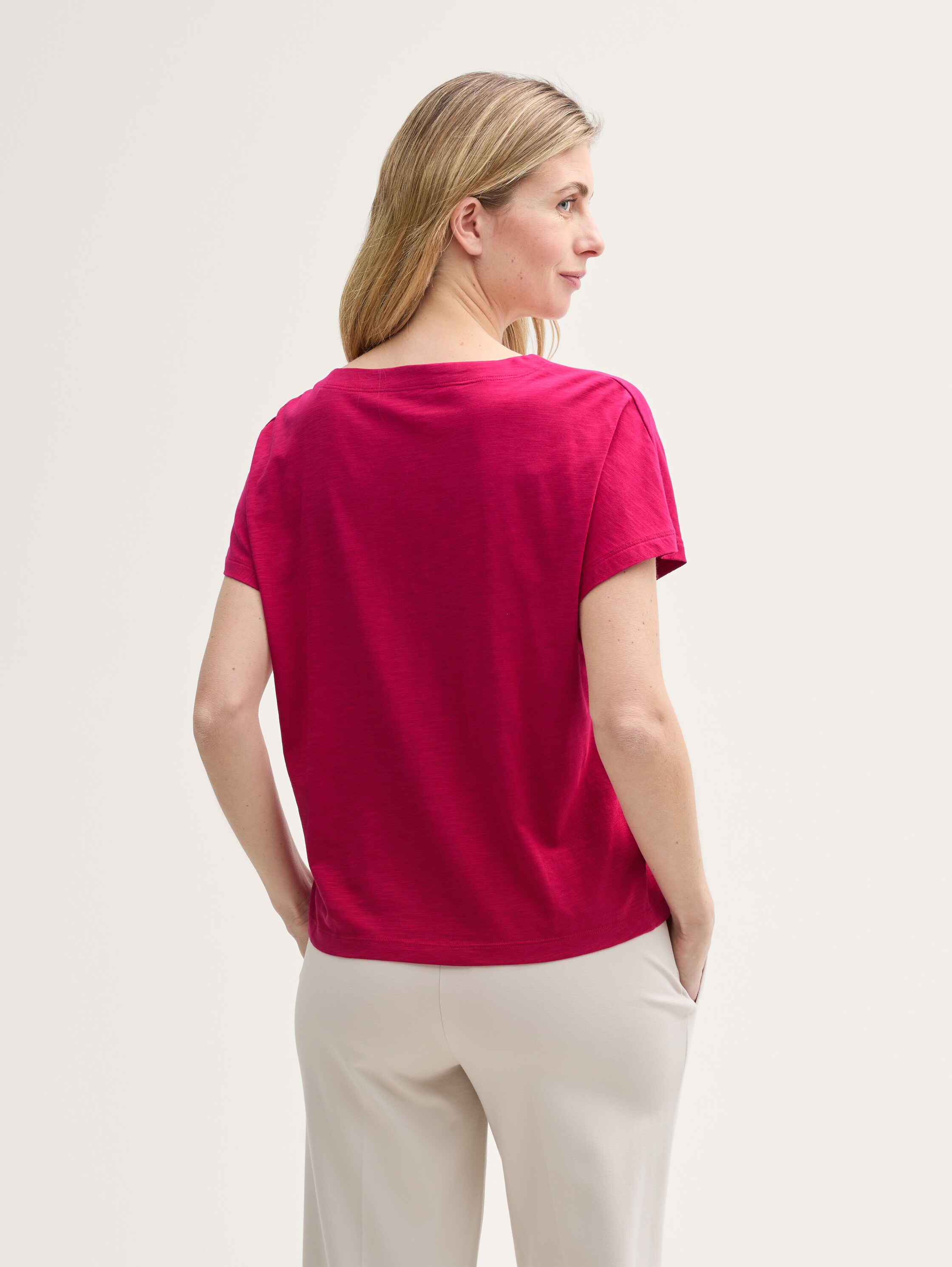 T-Shirt mit Falten-Details - raspberry_red - 