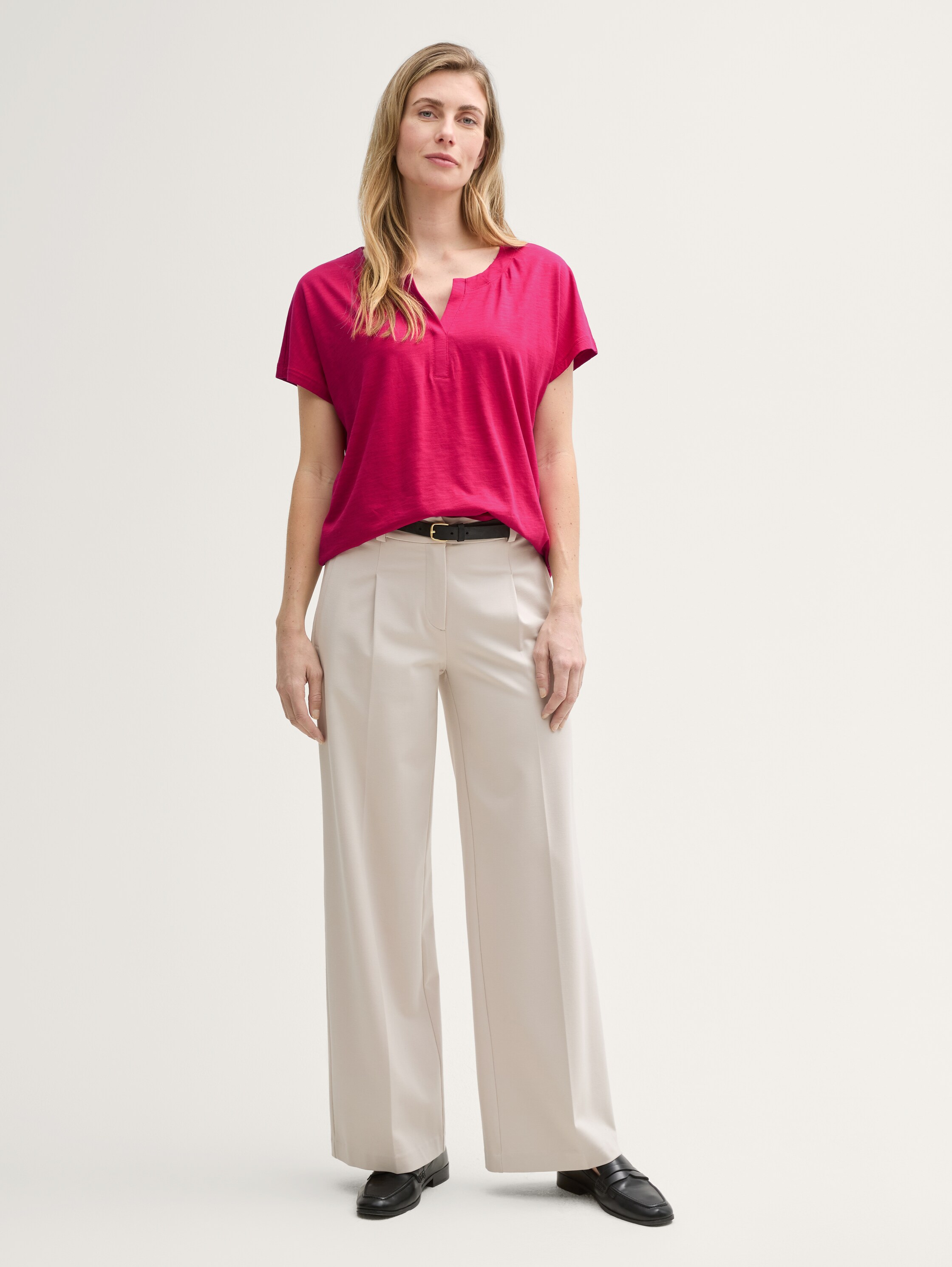 T-Shirt mit Falten-Details - raspberry_red - 