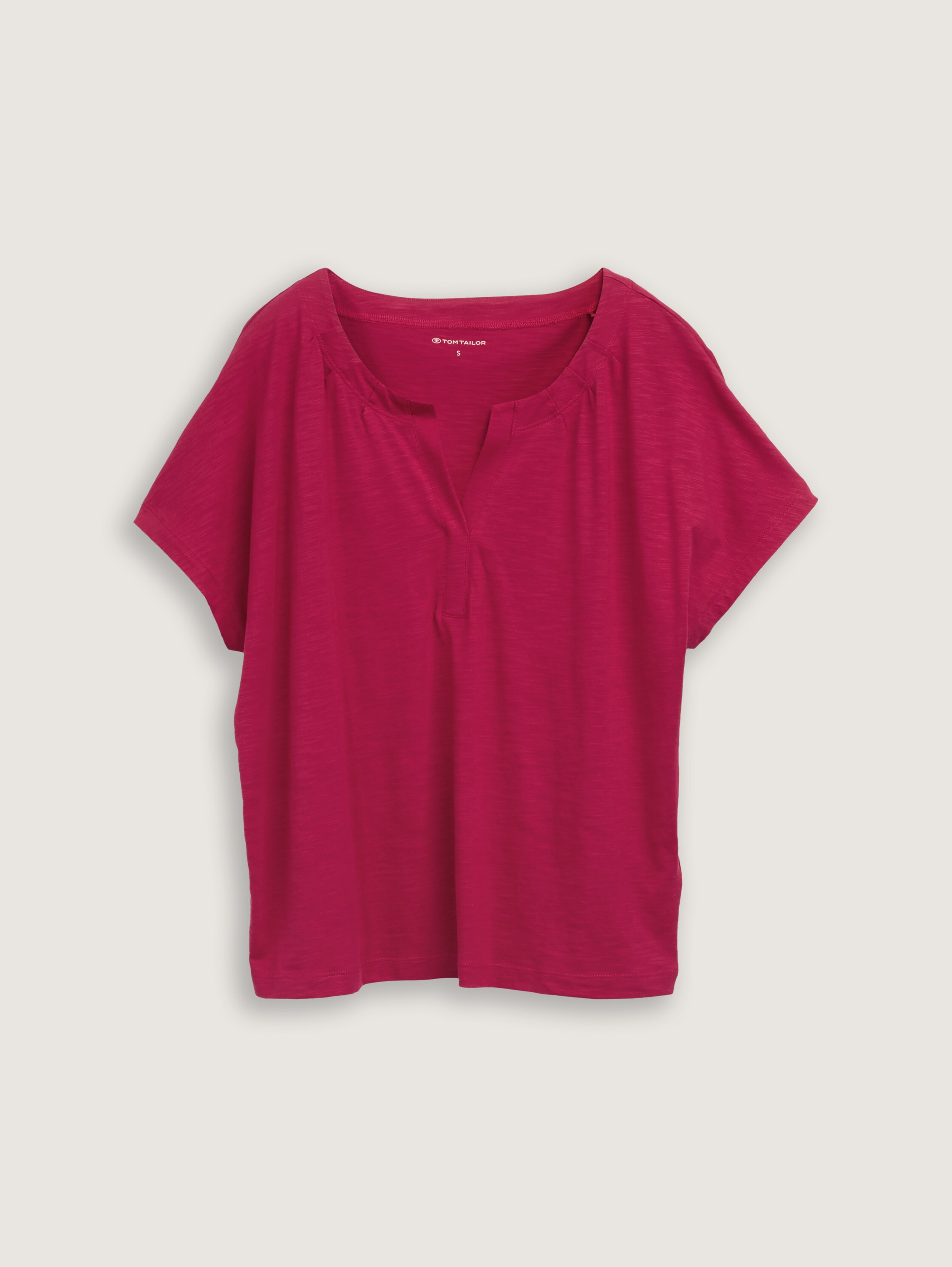 T-Shirt mit Falten-Details - raspberry_red - 