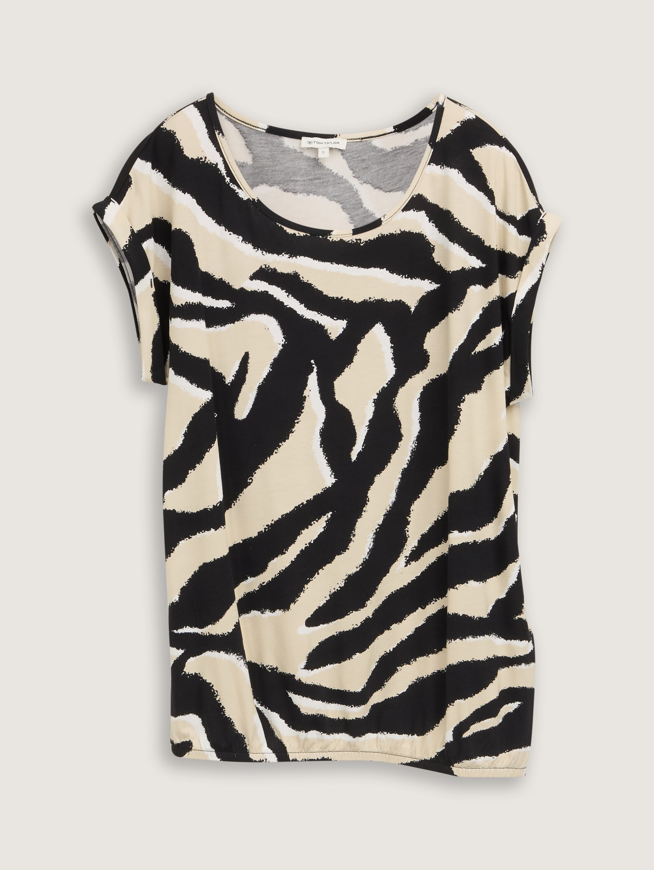 T-Shirt mit Rundhalsausschnitt - abstract_beige_zebra - 