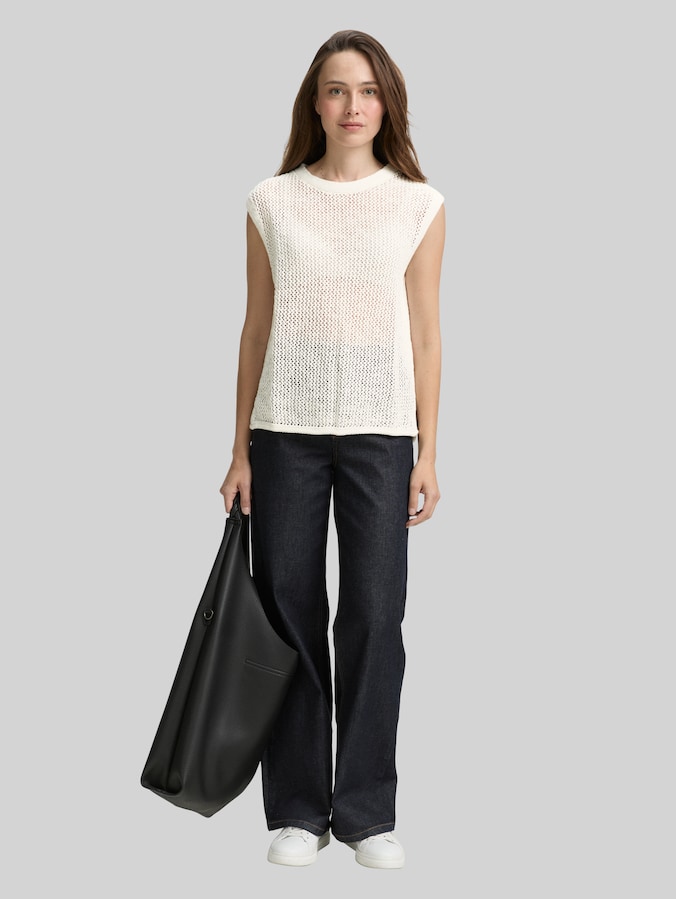 Pullunder mit Lochmuster von Women, Whisper White