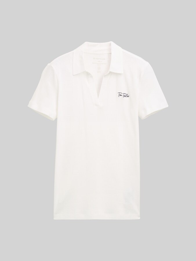 Polo basique avec logo brodé par Women, Whisper White