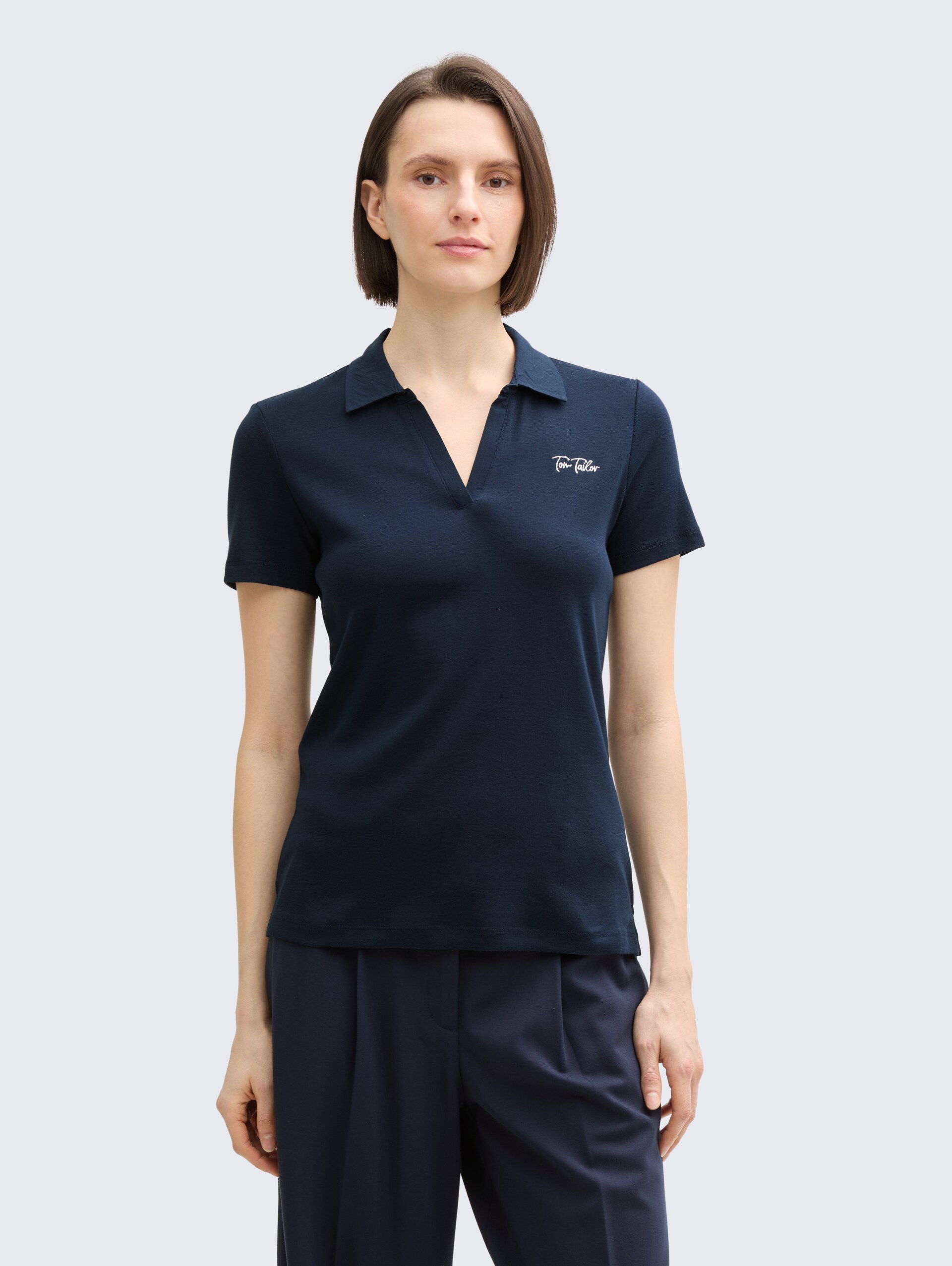 Basic Poloshirt mit Logo-Stickerei - sky captain blue