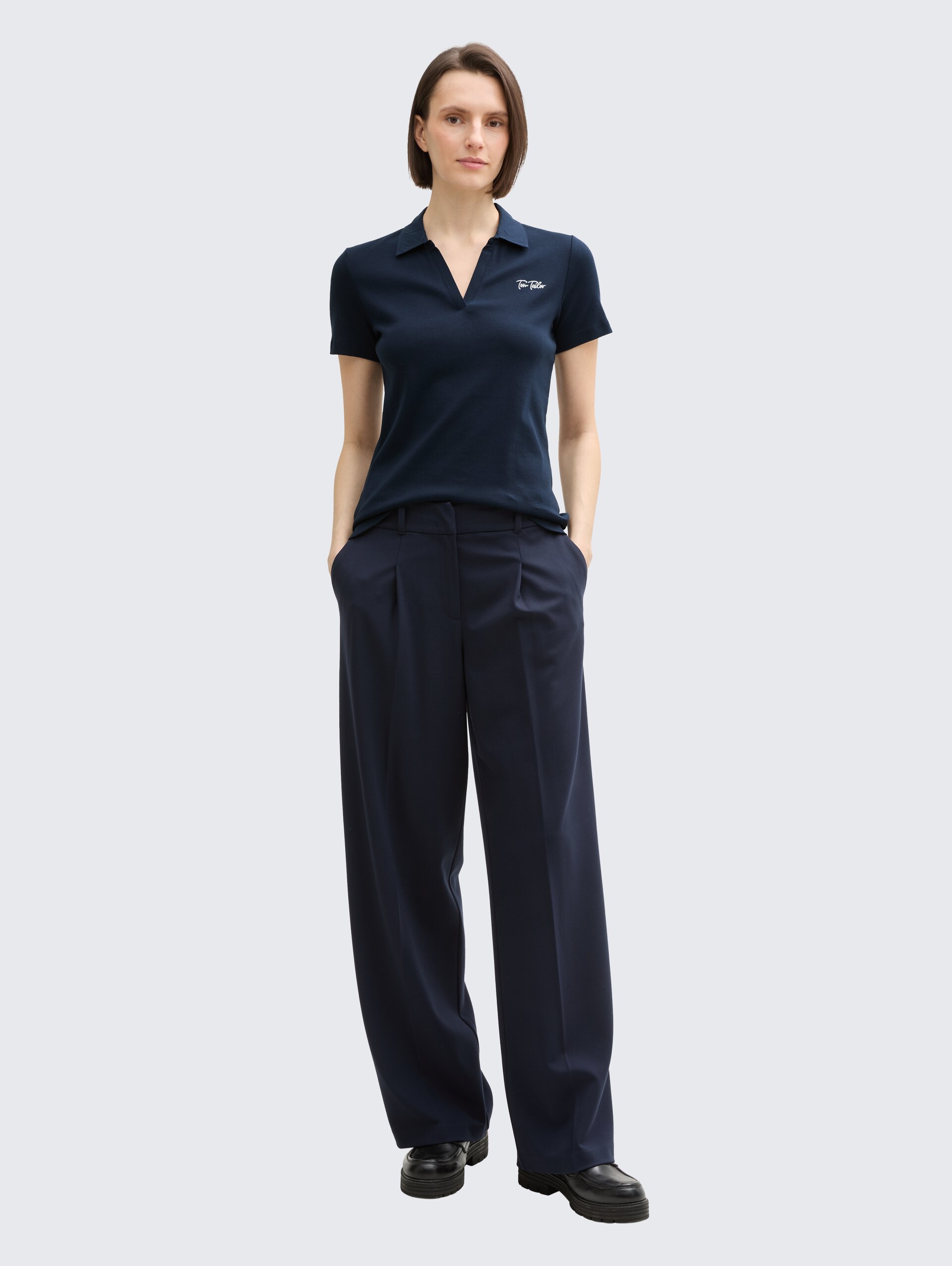 Basic Poloshirt mit Logo-Stickerei - sky captain blue