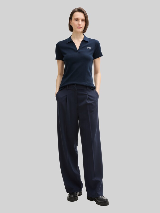 Basic poloshirt met geborduurd logo door Women, sky captain blue