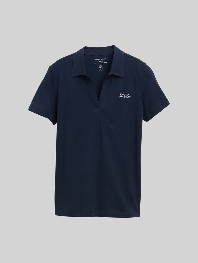 Basic Poloshirt mit Logo-Stickerei von Women, sky captain blue
