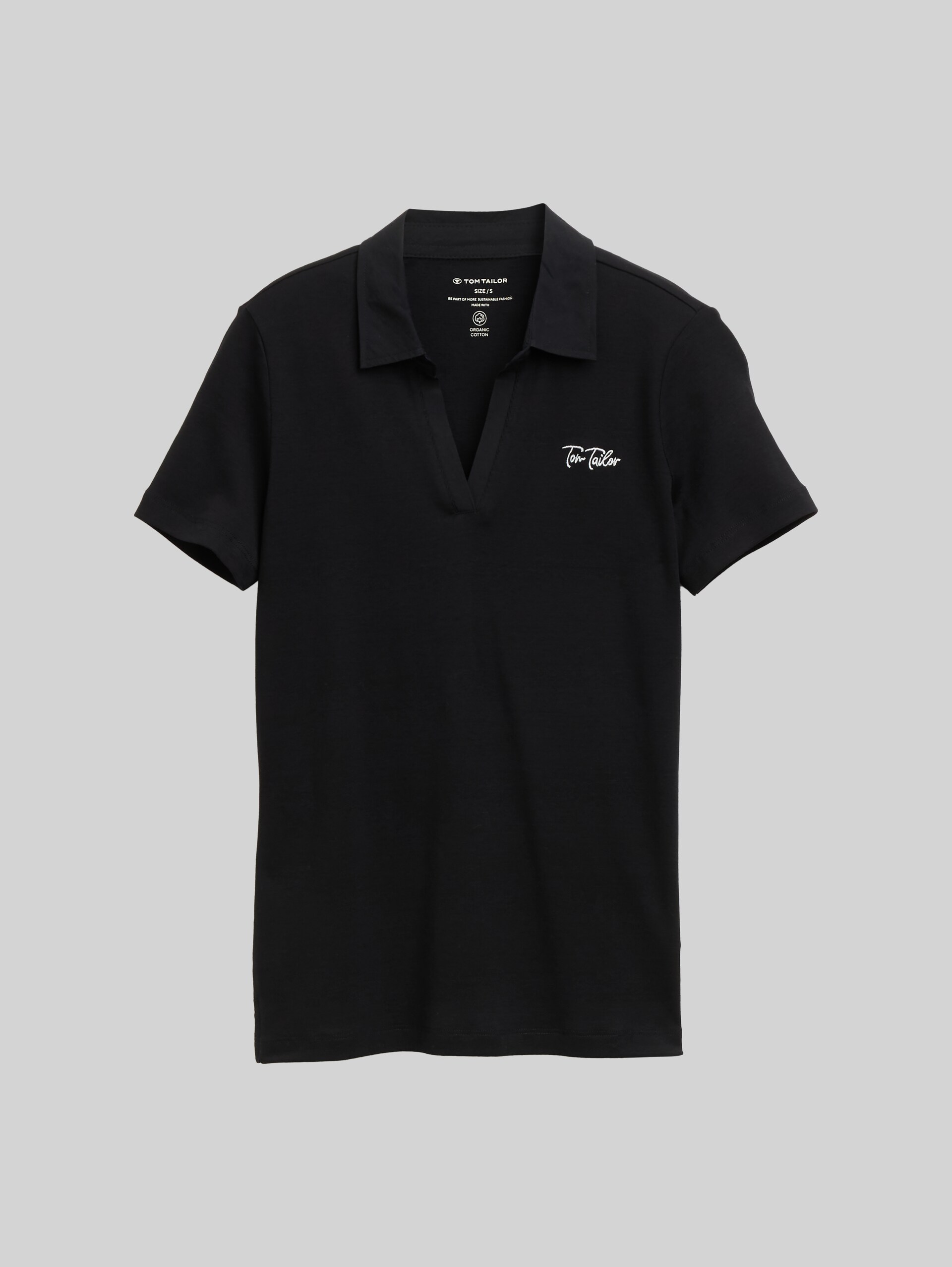 Basic polo shirt with embroidered logo - deep black
