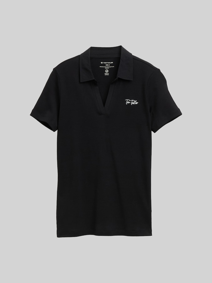 Polo basique avec logo brodé par Women, deep black