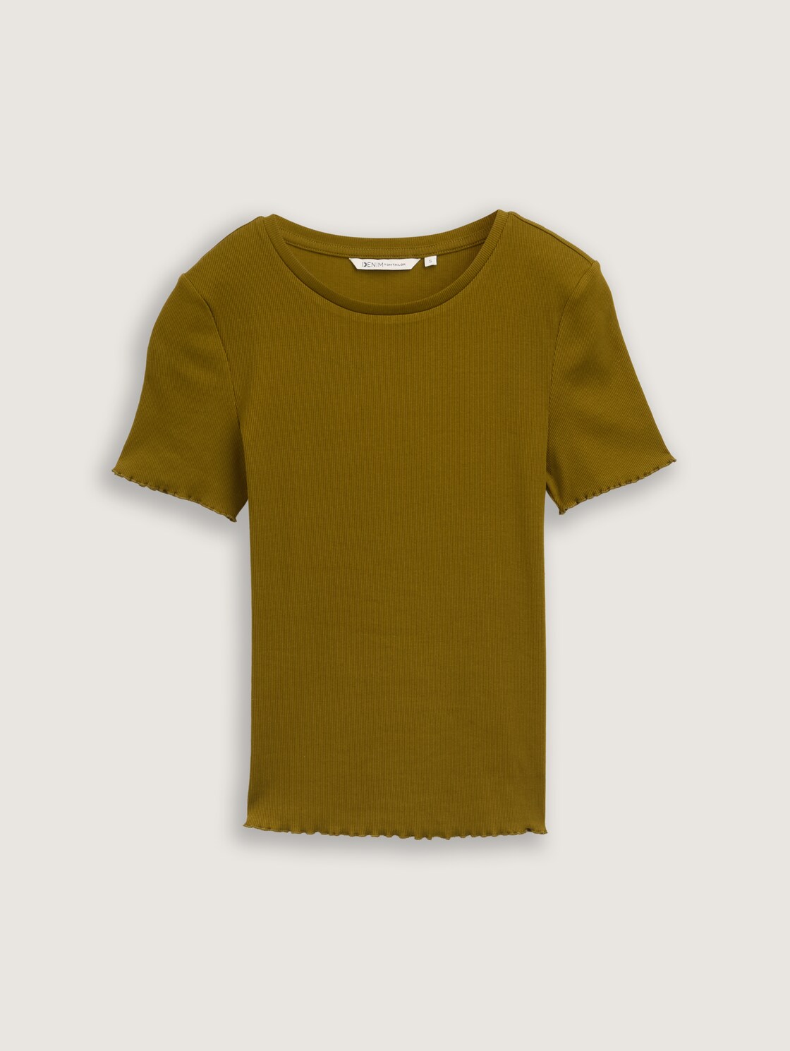 T-Shirt mit Rippstruktur - warm moss green - Vorder-Produkt-Ansicht