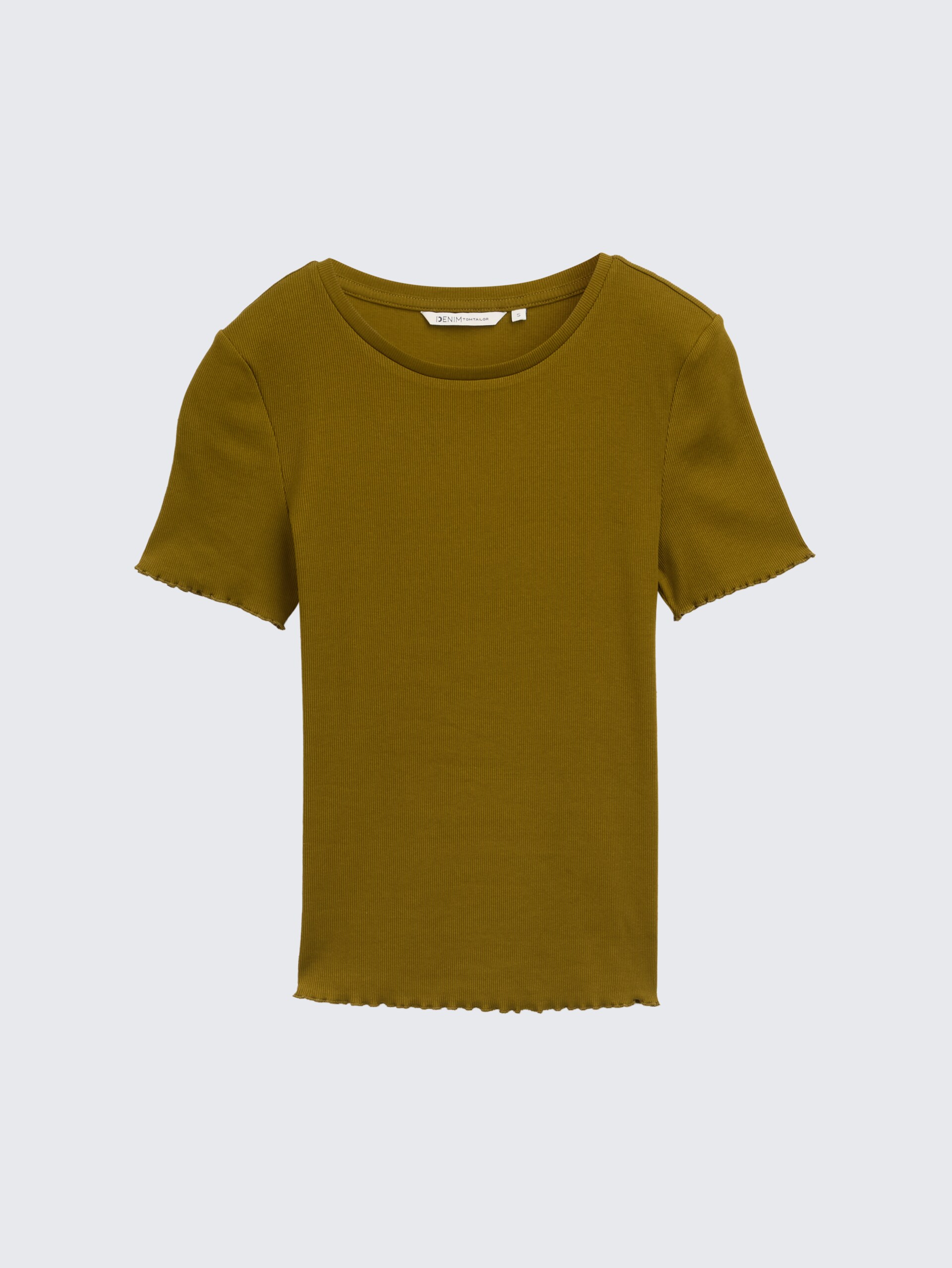 T-Shirt mit Rippstruktur - warm moss green - Vorder-Produkt-Ansicht