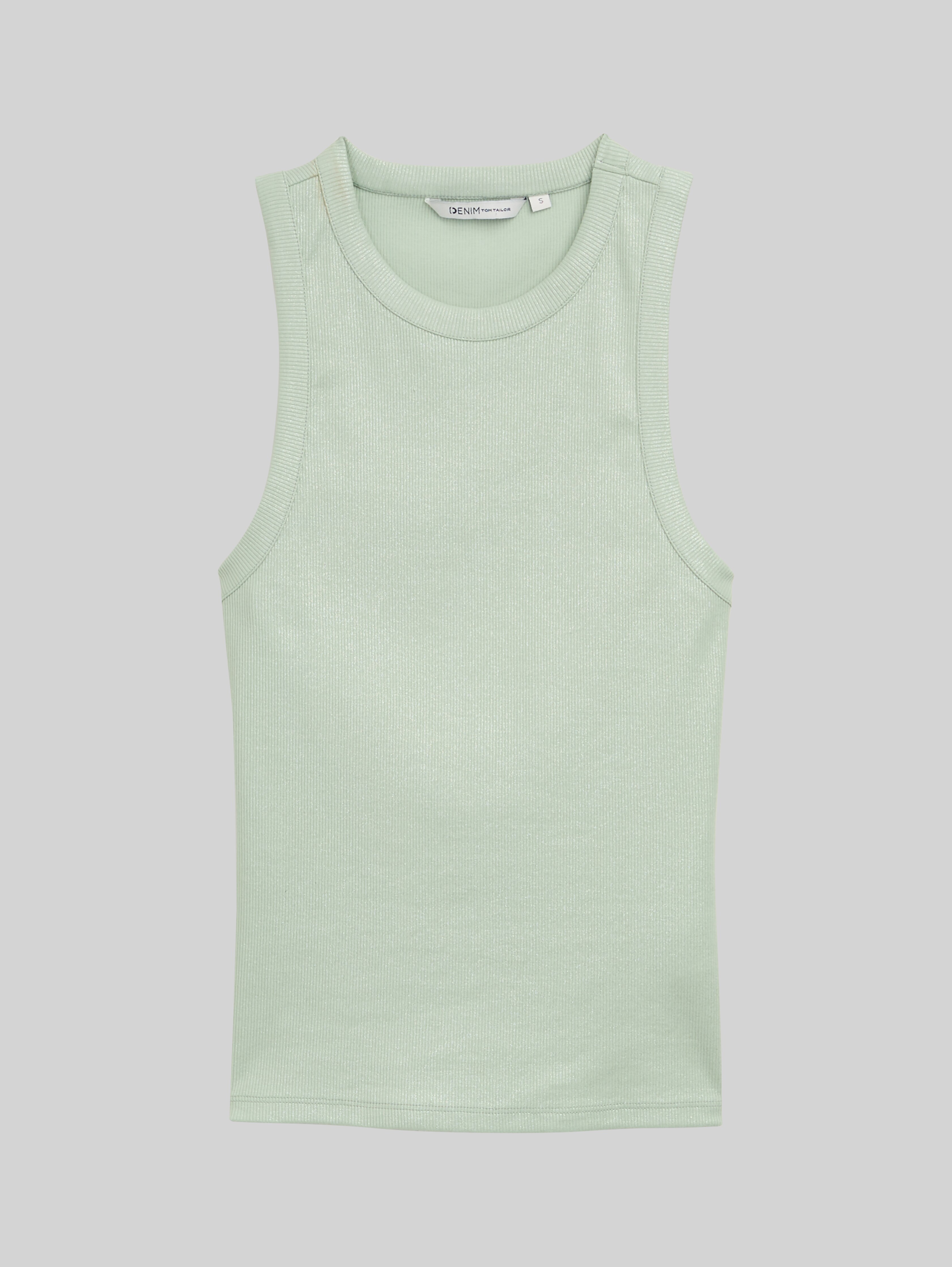Tom Tailor Denim Basic Top – ärmellos, Mit Rippstruktur, Aus Baumwolle-Viskose, Für Freizeit & Urlaub