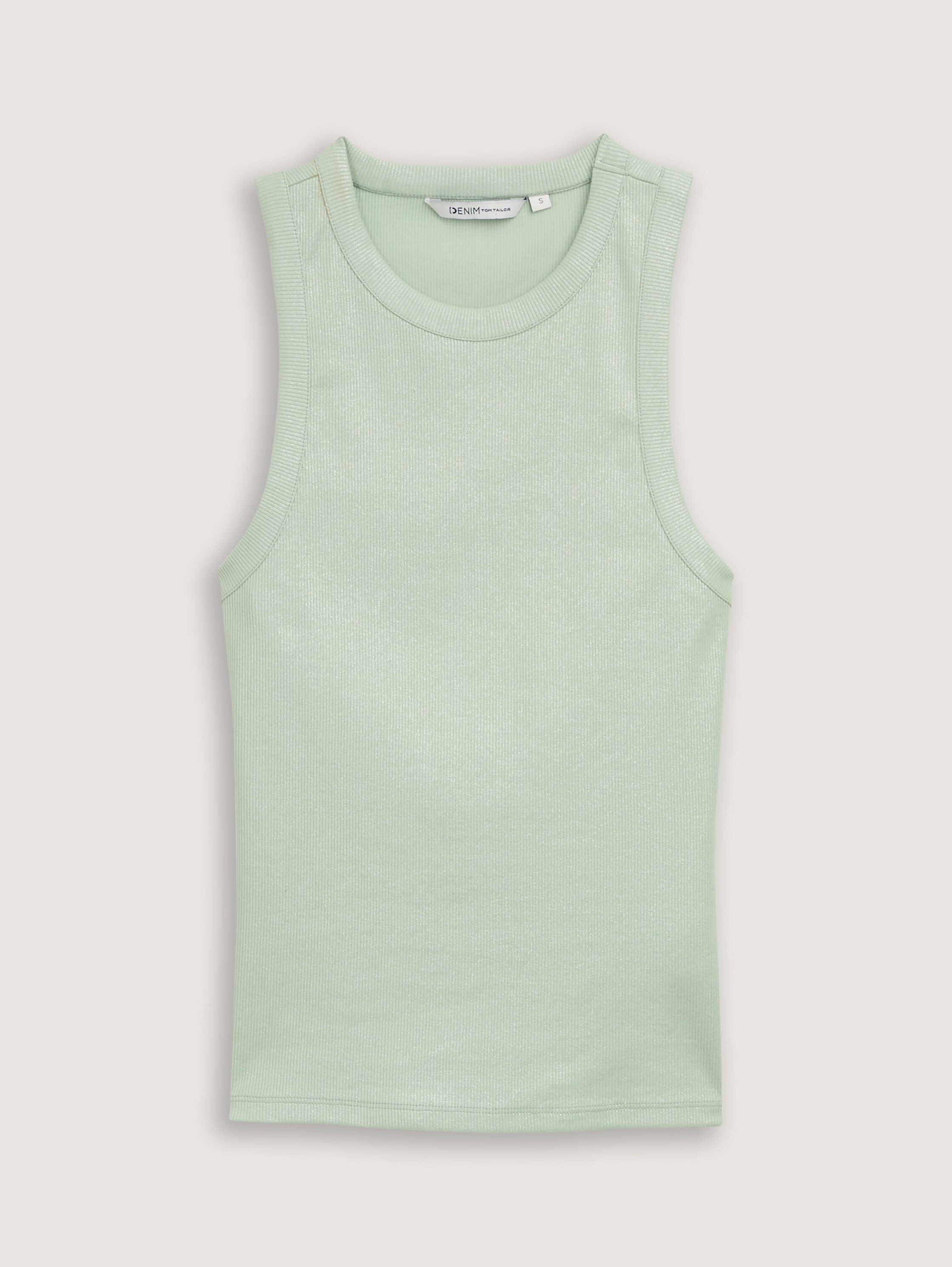 Coated Ripp Top mit Glitzer-Effekt - fresh_mint_green - 