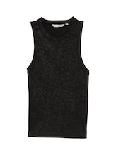 Niet geselecteerd, Gecoate rib top met glittereffect door , zwart