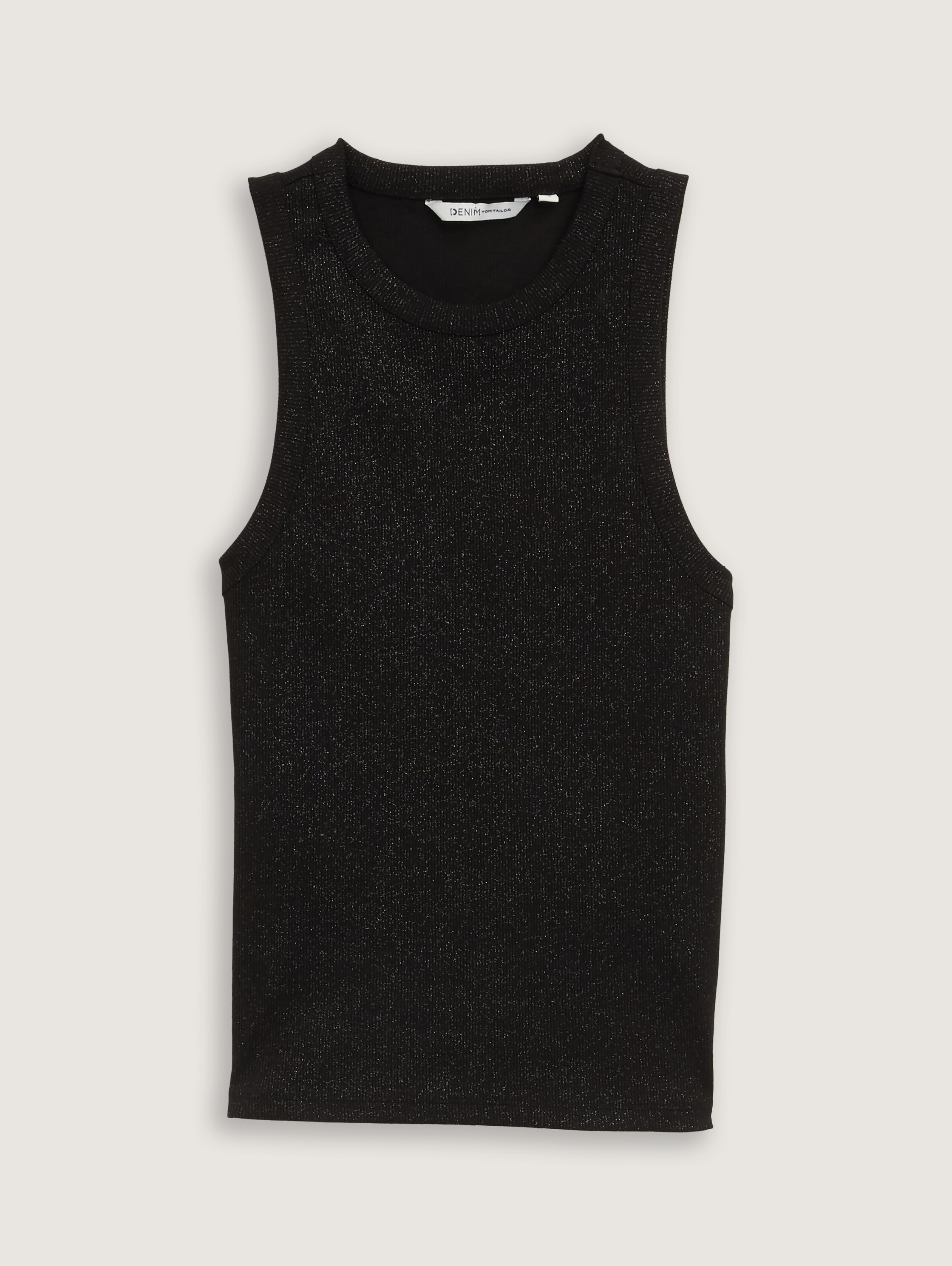 Coated Ripp Top mit Glitzer-Effekt - deep_black_1 - 
