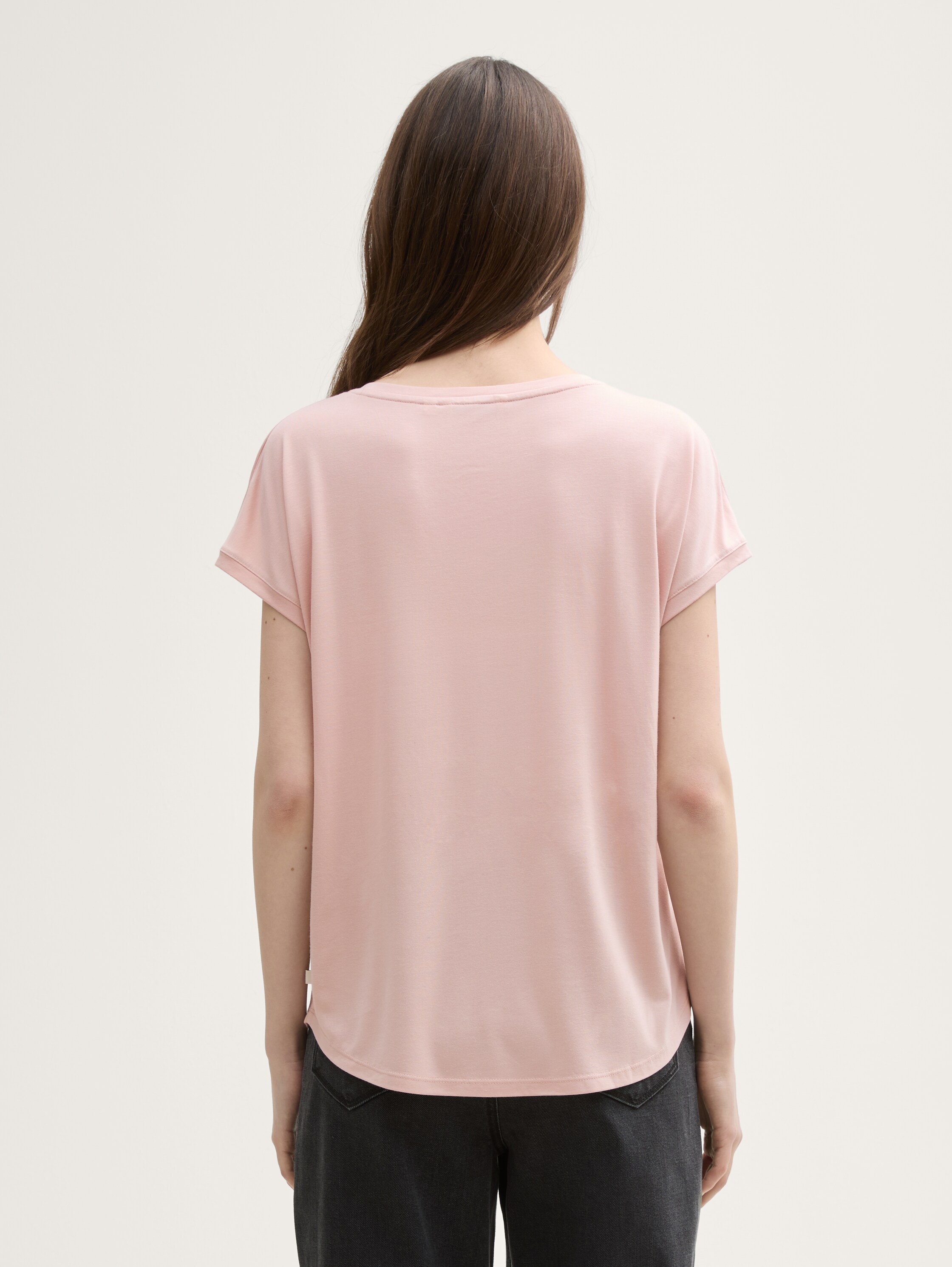 Loose Fit T-Shirt mit V-Ausschnitt - rose_smoke - 
