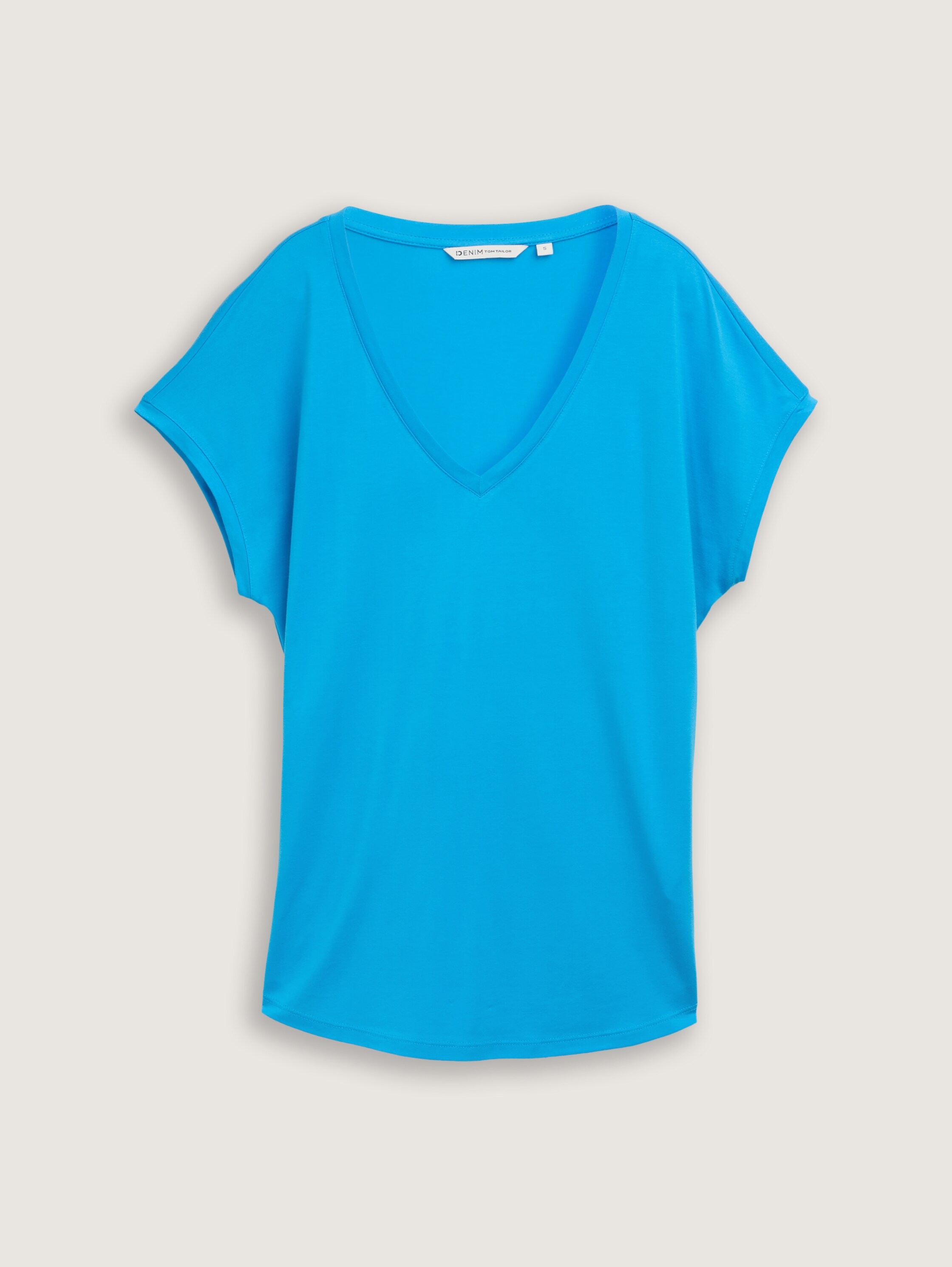 Loose fit T-shirt with V-neck - florida_blue - 
