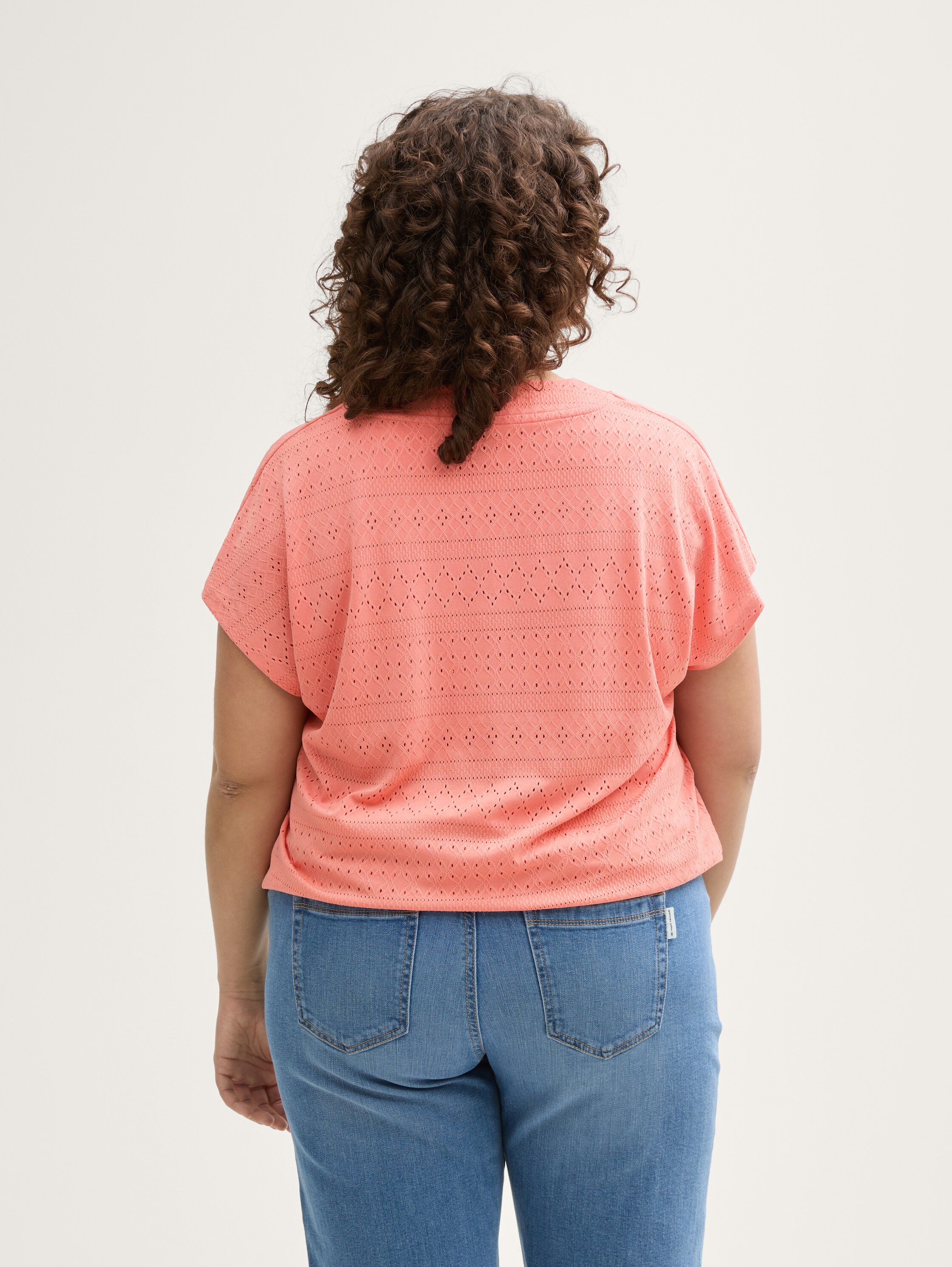 Plus Size - Loose Fit Ajour T-Shirt - rosewood_pink - 