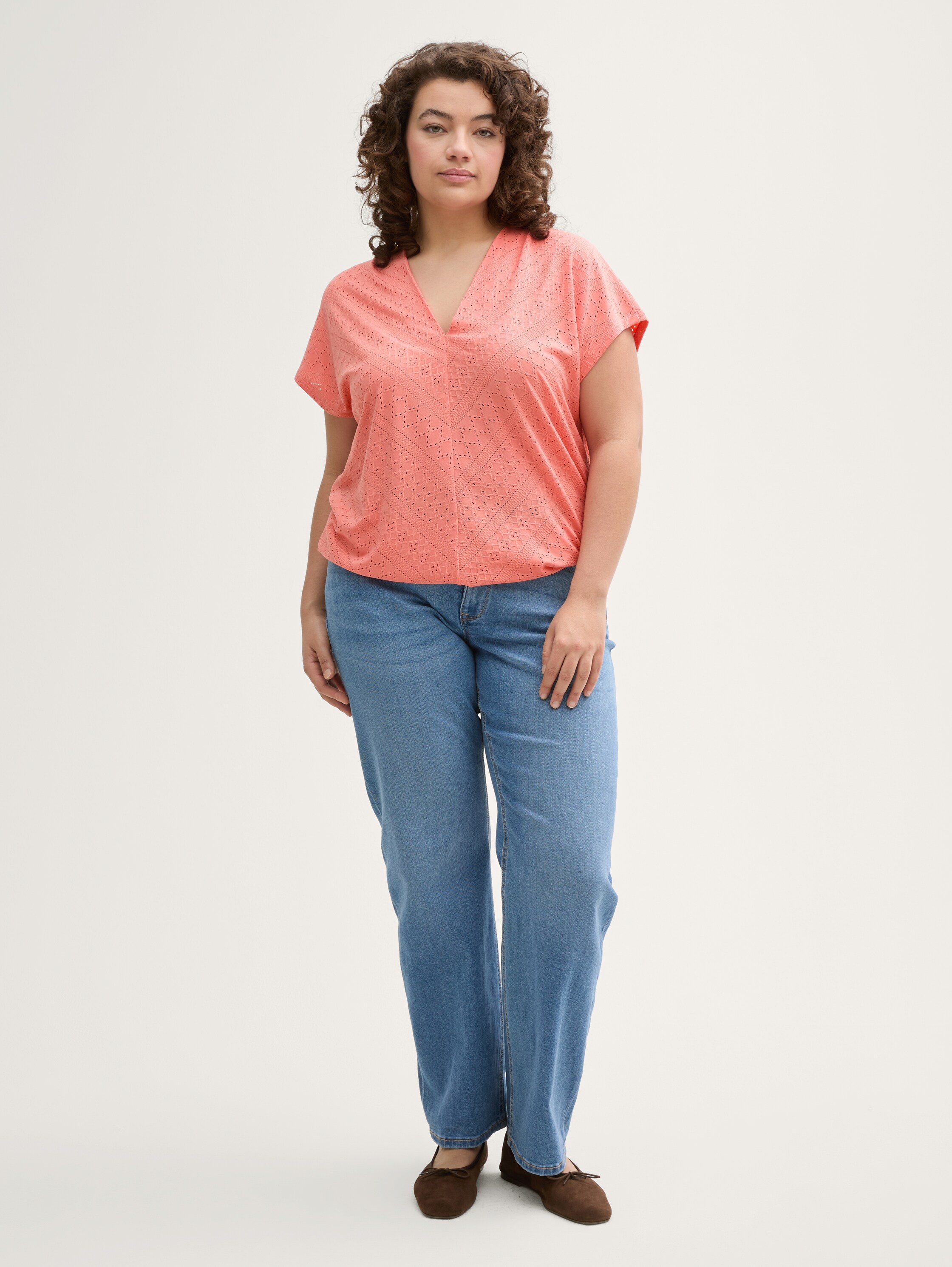 Plus Size - Loose Fit Ajour T-Shirt - rosewood_pink - 