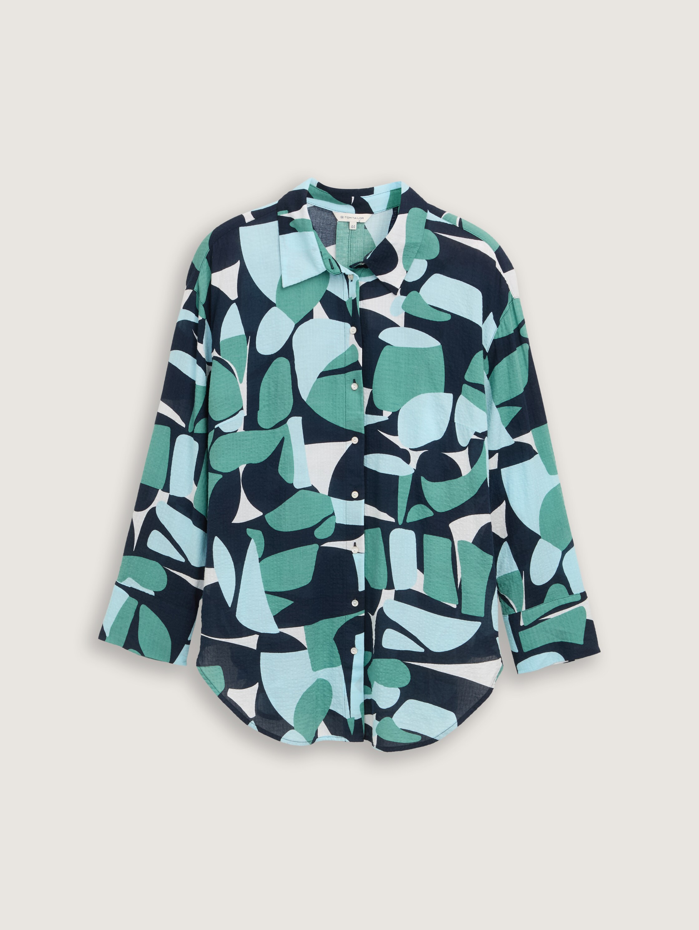 Plus Size - Oversized blouse met patroon - green_dots_and_shapes_design - 