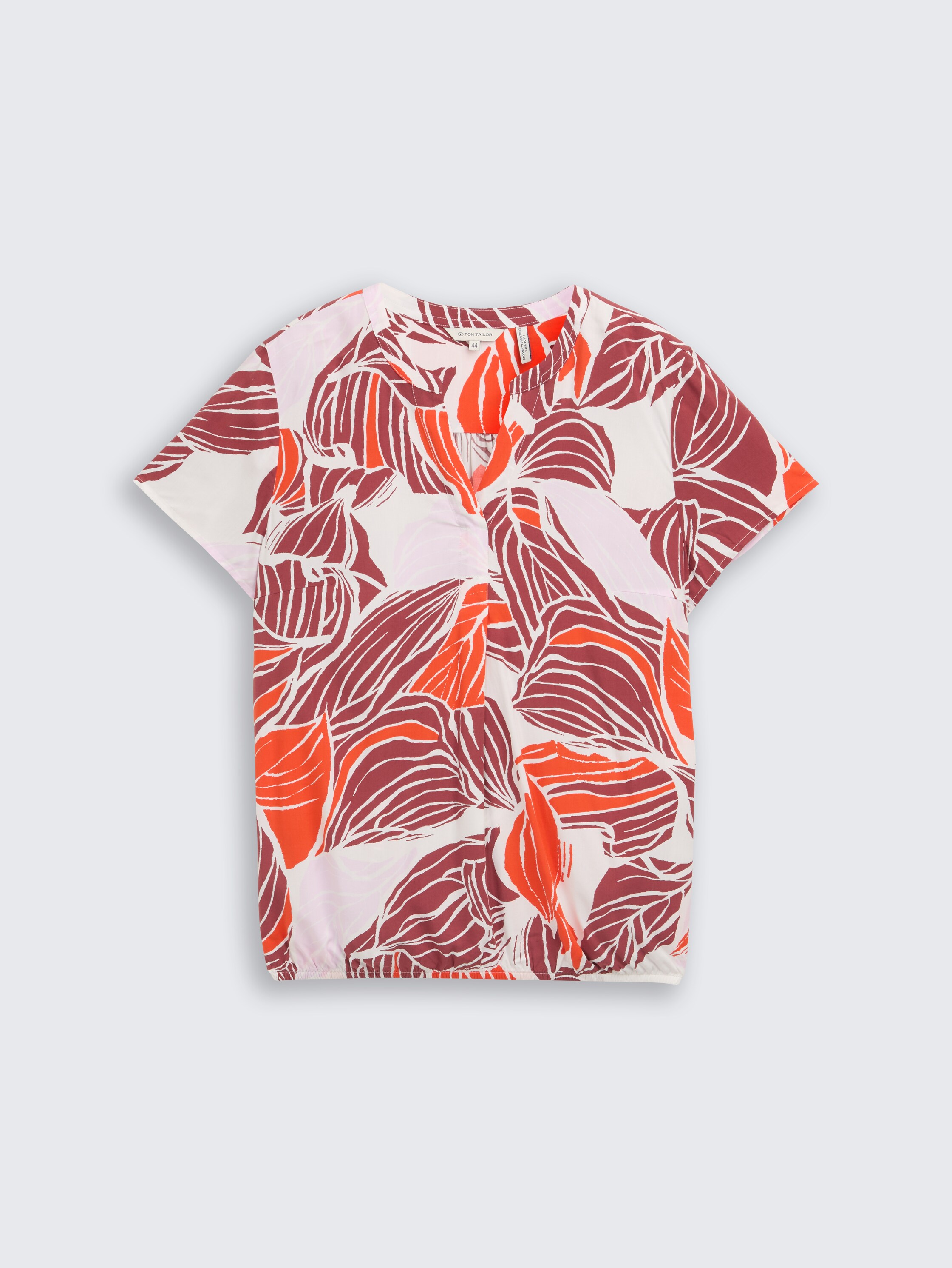 Plus Size - Bluse mit Muster - red_cut_leaves_design - 