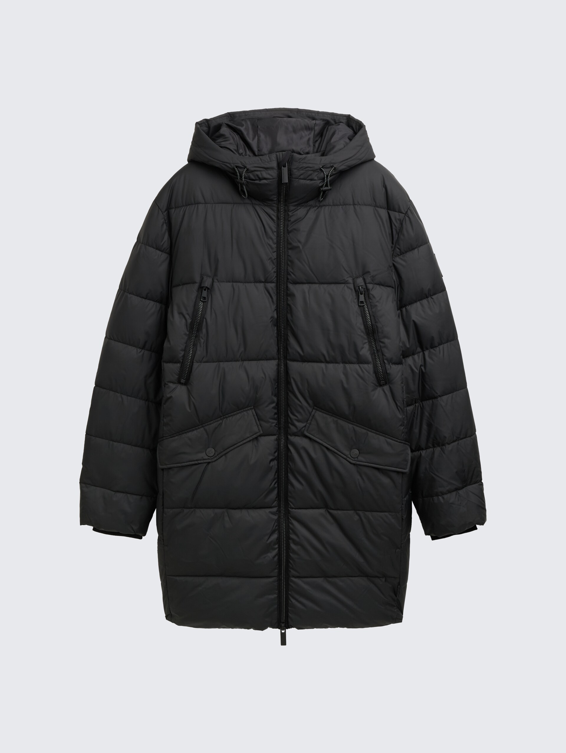 Puffer Parka mit Kapuze - Black - Vorder-Produkt-Ansicht
