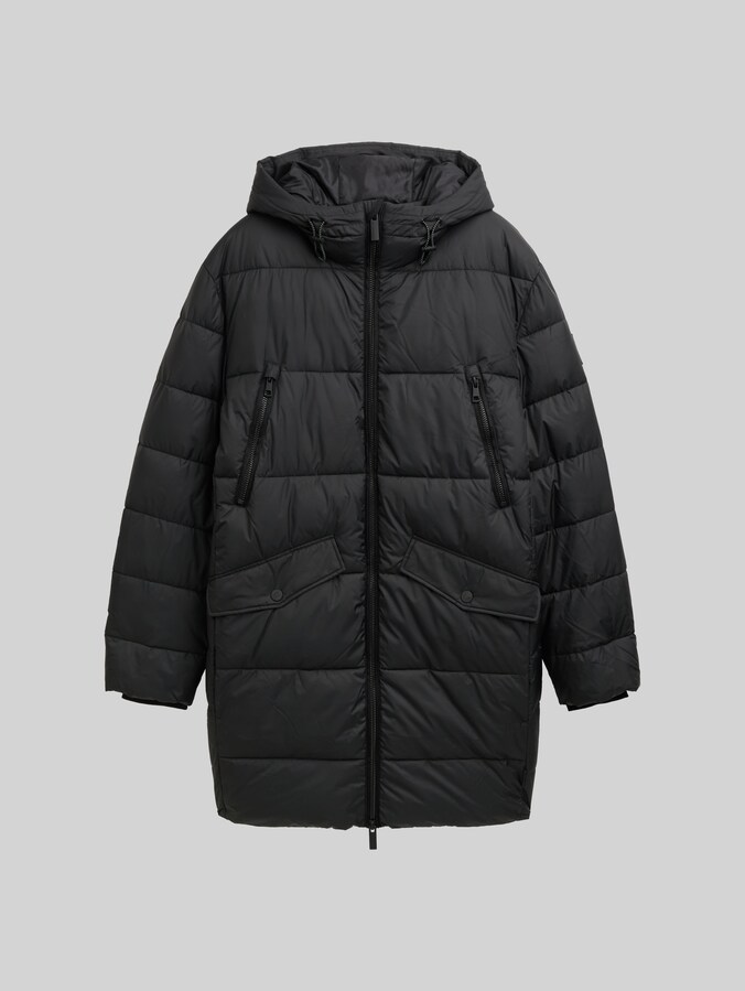 Puffer parka with hood by Men, Black