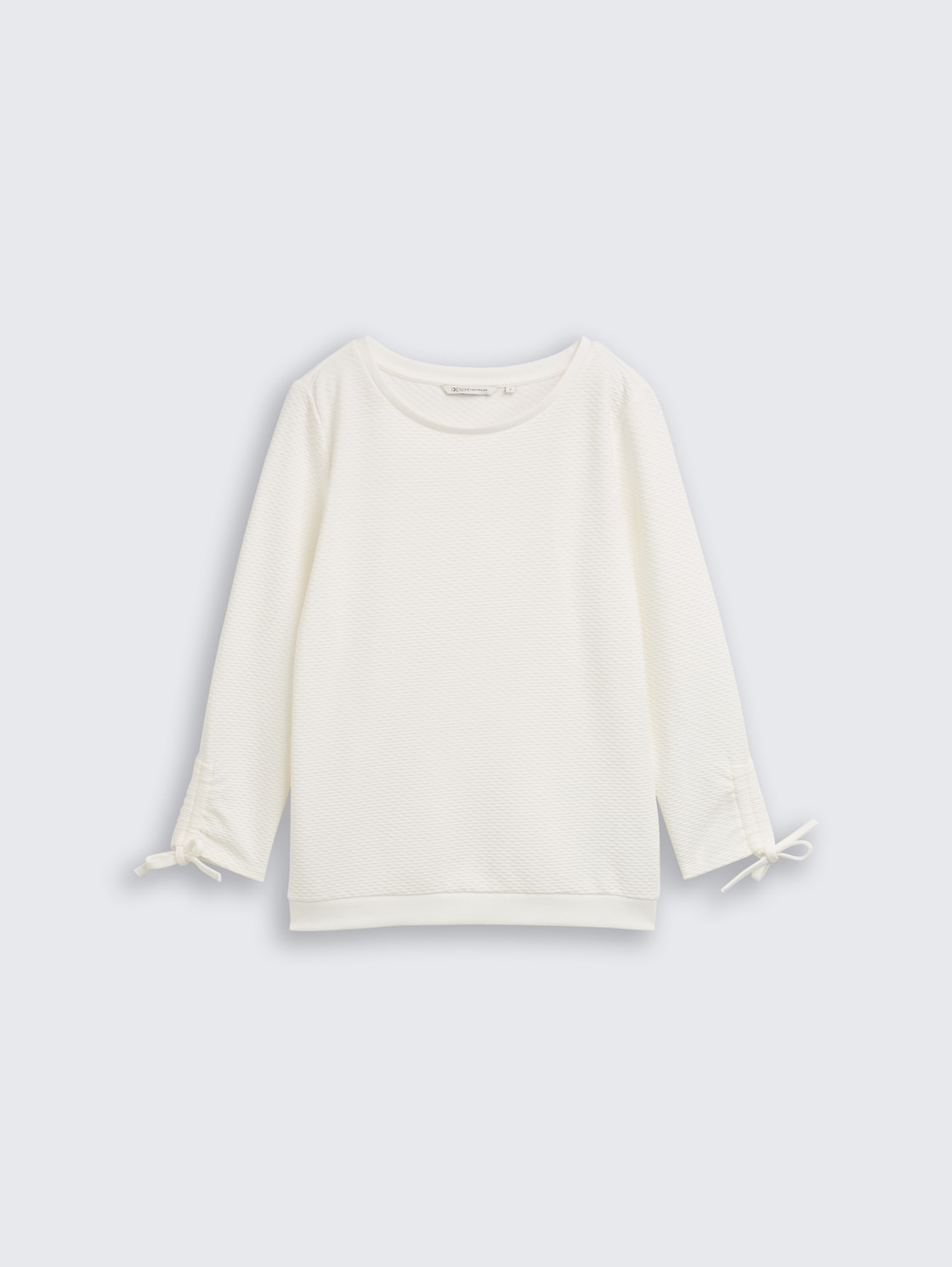 Slim Fit Sweatshirt mit Raffärmeln - off white - Vorder-Produkt-Ansicht