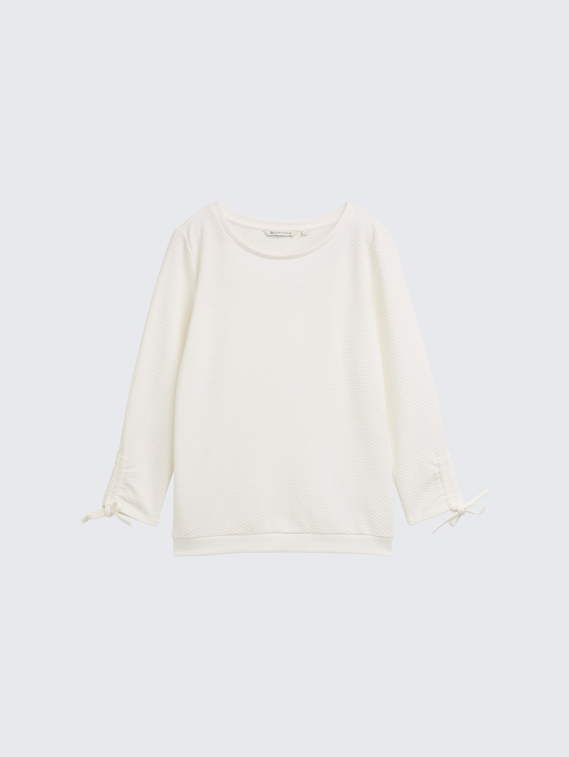 Slim Fit Sweatshirt mit Raffärmeln - off white - Vorder-Produkt-Ansicht