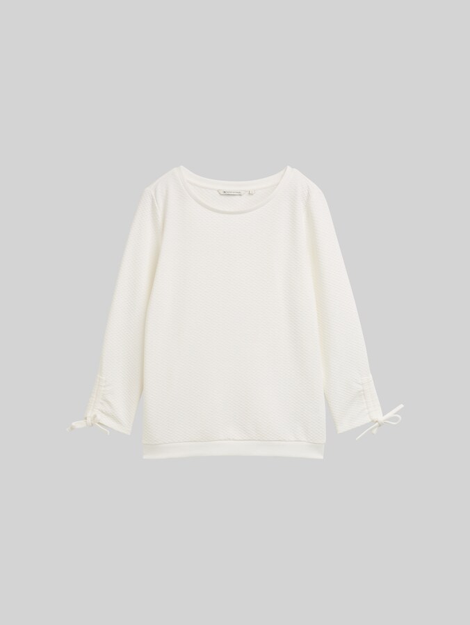 Slim Fit Sweatshirt mit Raffärmeln von Denim Female, off white