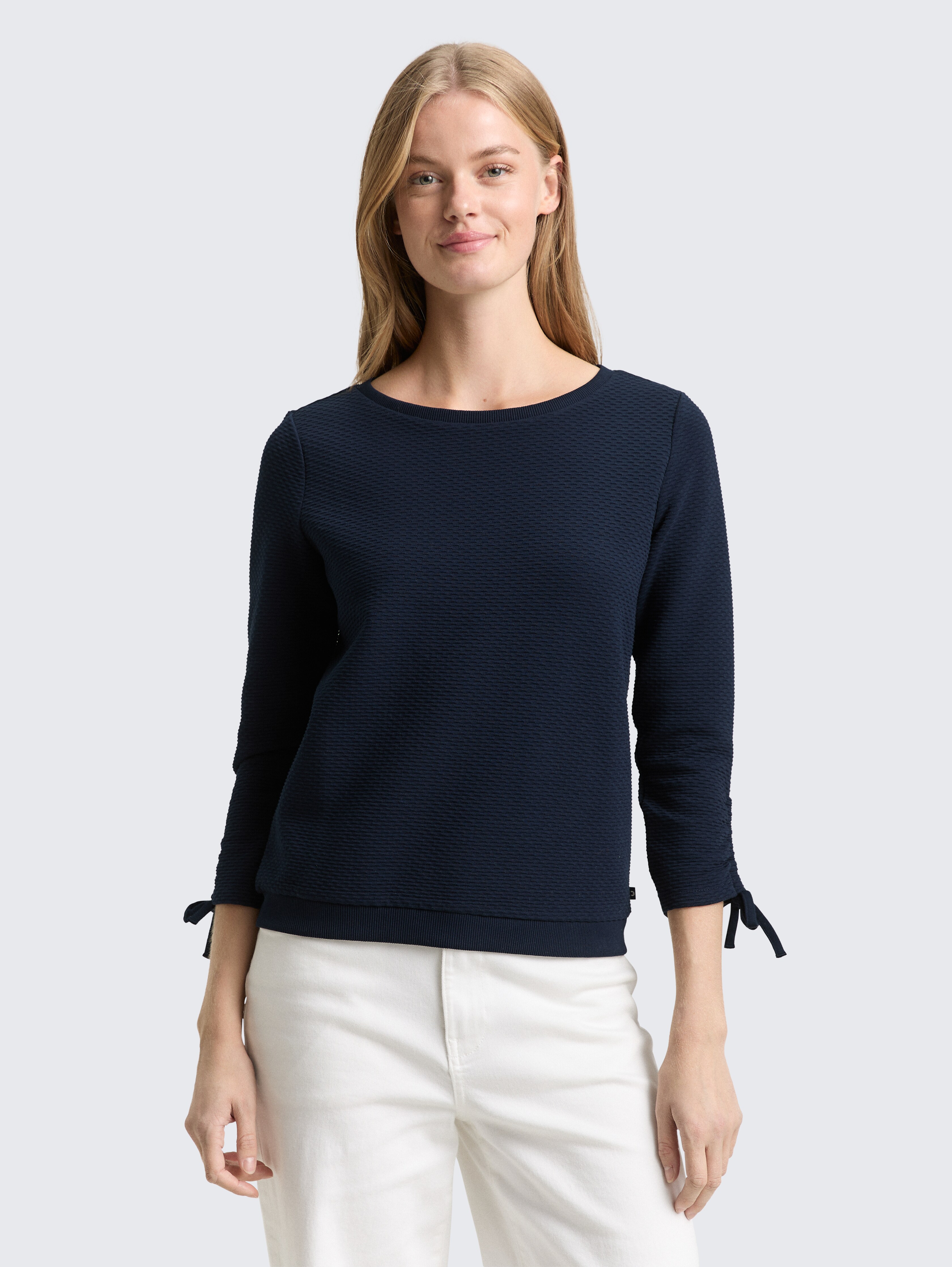 Slim Fit Sweatshirt mit Raffärmeln von Denim Female, sky captain blue