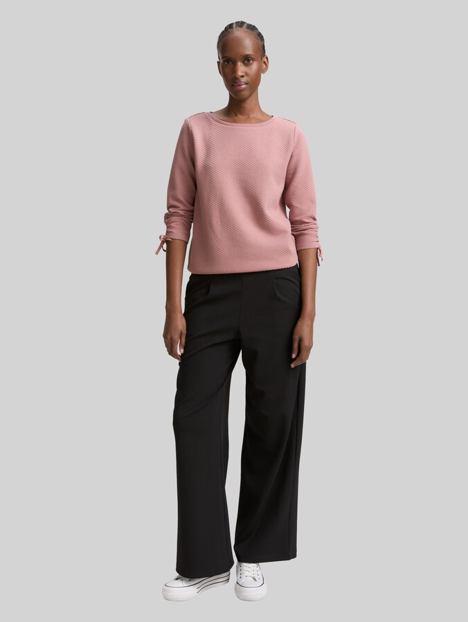 Slim fit sweatshirt met gerimpelde mouwen door Denim Female, Antique Rose