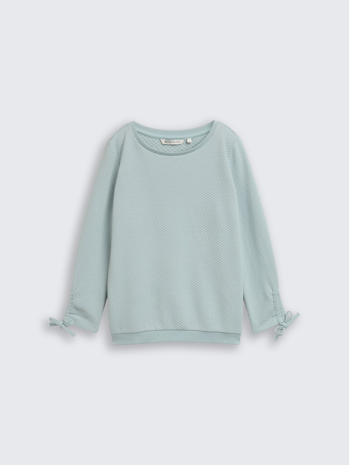Slim Fit Sweatshirt mit Raffärmeln - Silver Cloud Blue - Vorder-Produkt-Ansicht