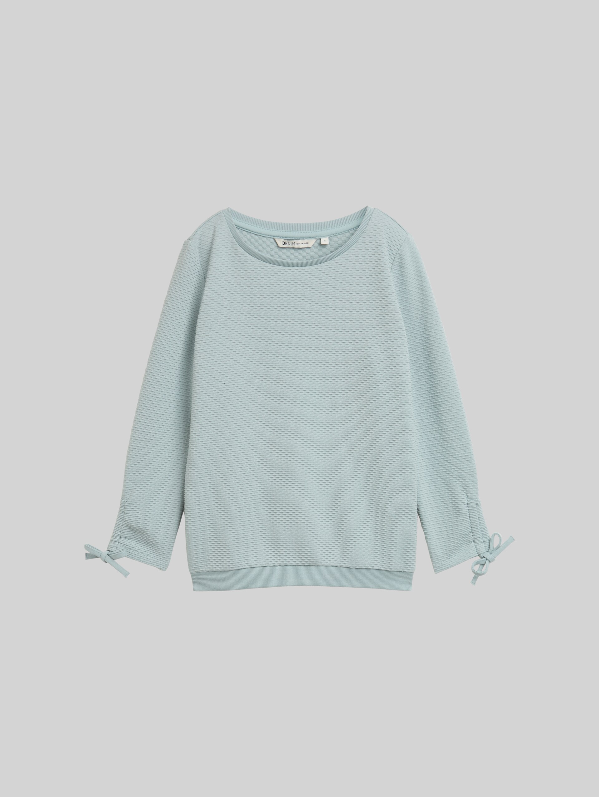 Slim Fit Sweatshirt mit Raffärmeln - Silver Cloud Blue - Vorder-Produkt-Ansicht