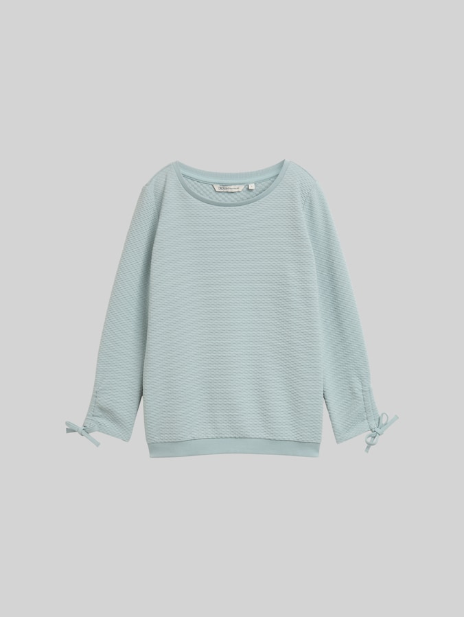 Slim Fit Sweatshirt mit Raffärmeln von Denim Female, Silver Cloud Blue