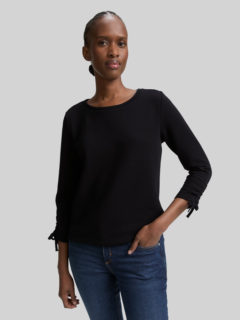 Slim fit sweatshirt met gerimpelde mouwen door Denim Female, deep black