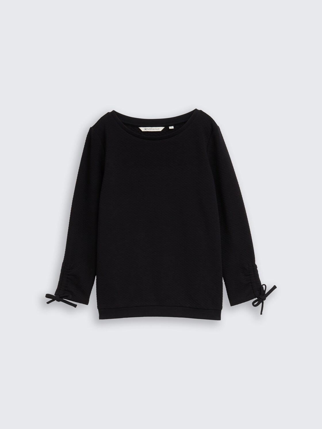 Slim-fit sweatshirt with gathered sleeves - deep black - Front product view