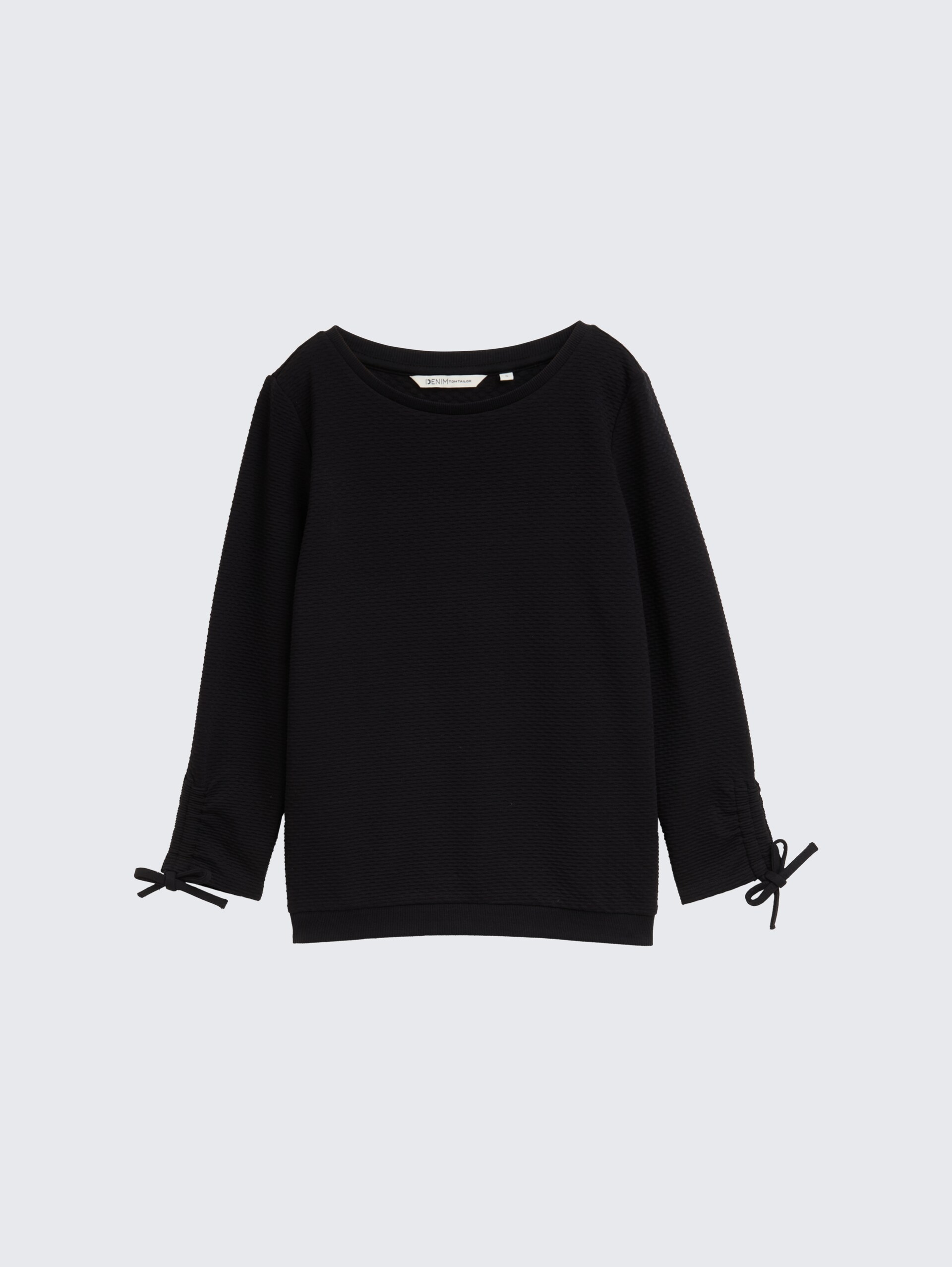 Slim Fit Sweatshirt mit Raffärmeln - deep black - Vorder-Produkt-Ansicht