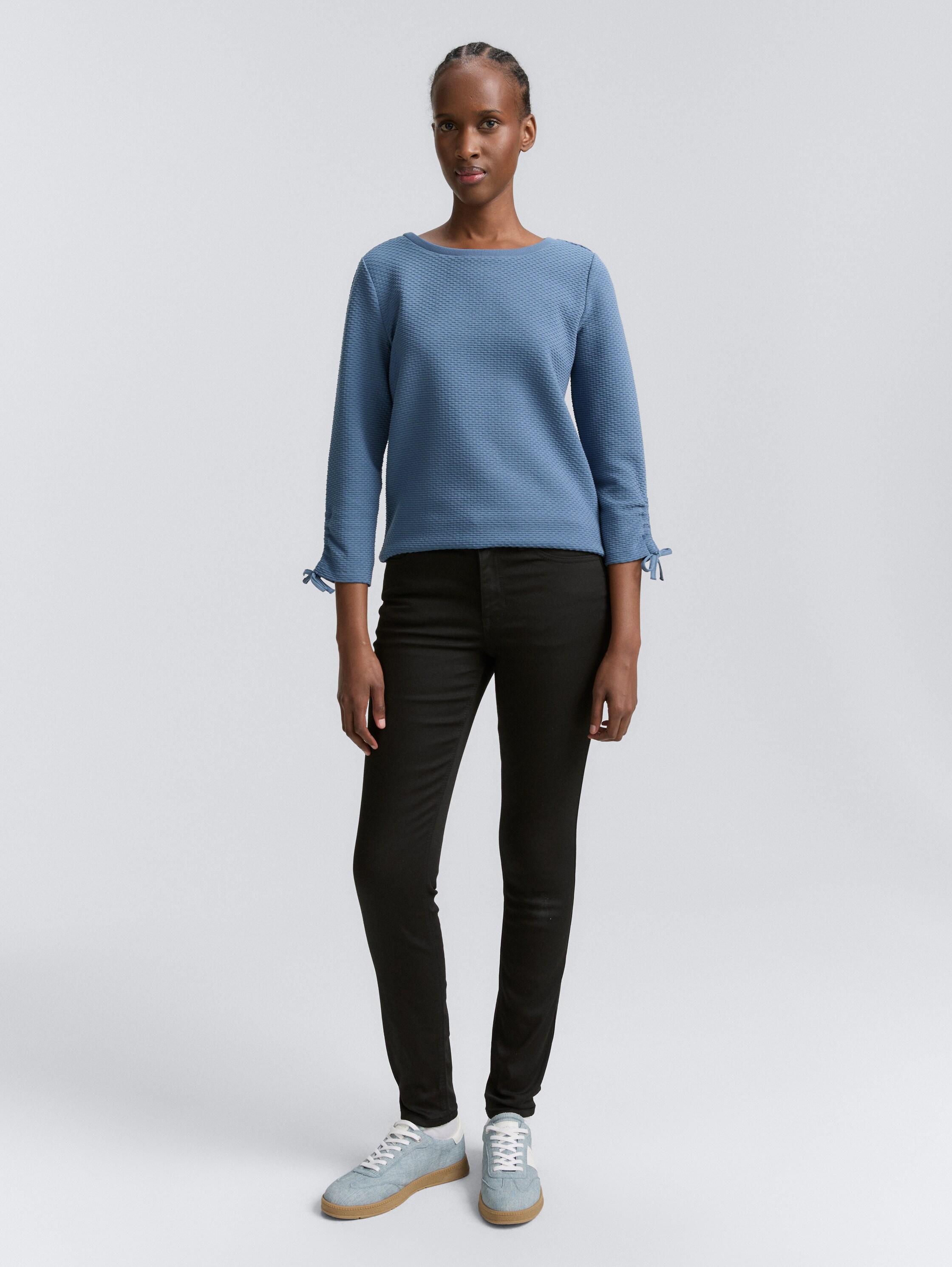 Sweatshirt mit Raffärmeln - dusty_denim_blue - 