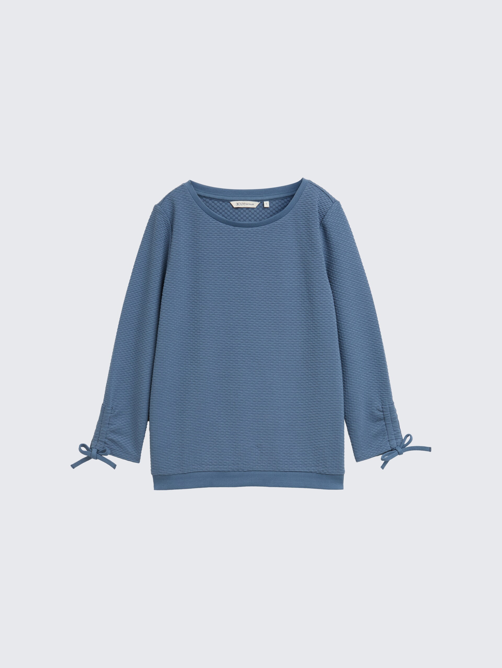 Slim Fit Sweatshirt mit Raffärmeln - dusty denim blue - Vorder-Produkt-Ansicht