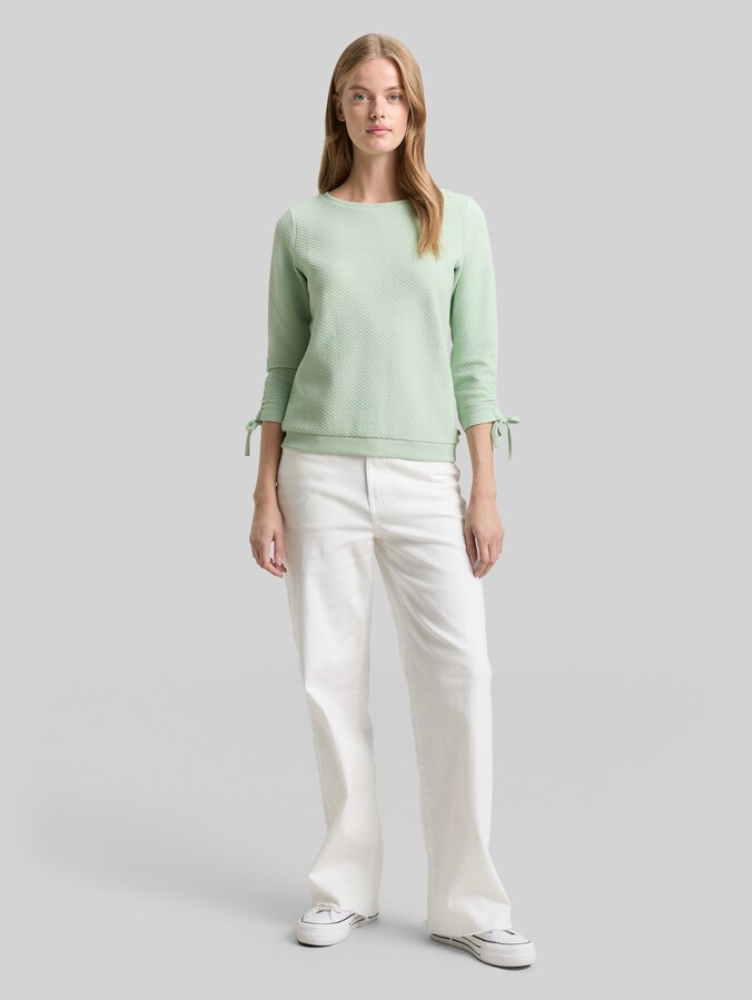Sweat-shirt slim fit à manches froncées par Denim Female, light matcha green