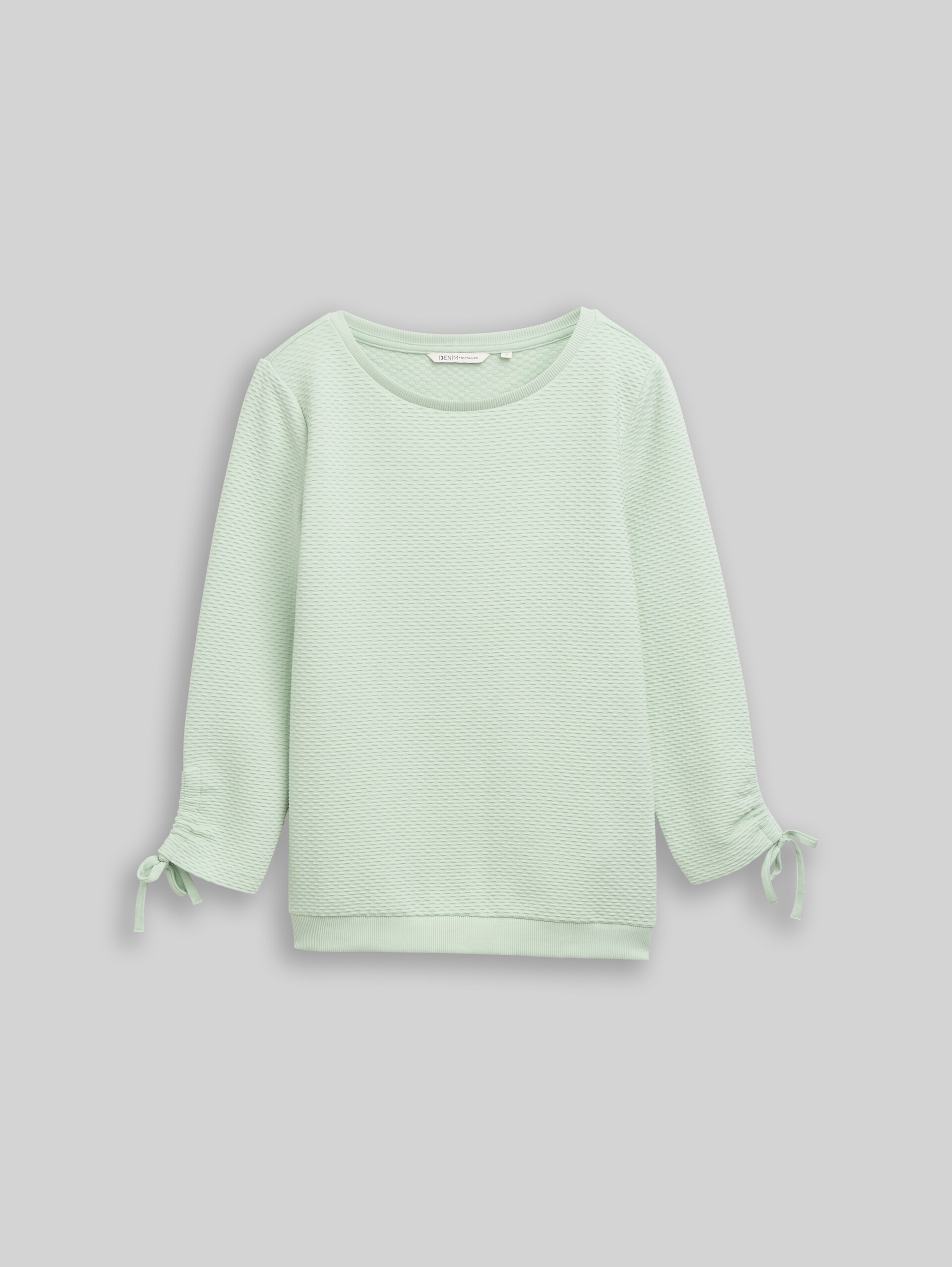 Slim Fit Sweatshirt mit Raffärmeln - light matcha green - Vorder-Produkt-Ansicht