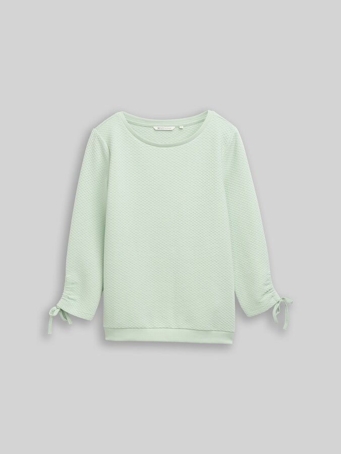 Slim fit sweatshirt met gerimpelde mouwen door Denim Female, light matcha green