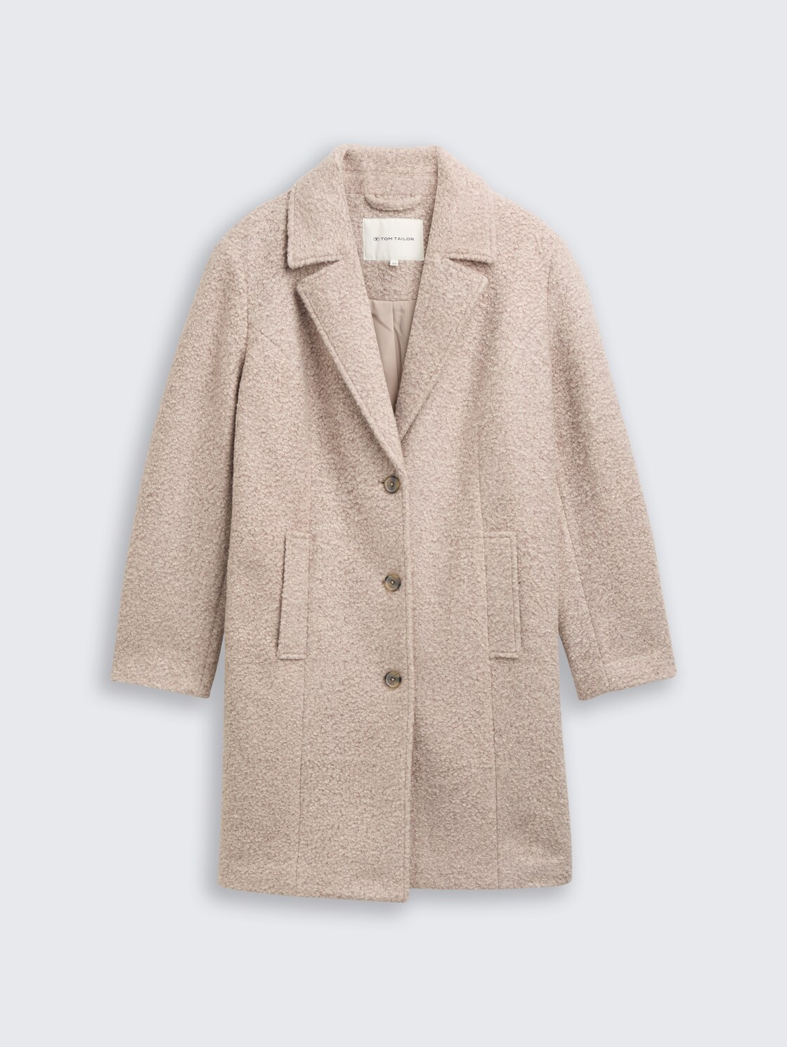 Plus Size - Bouclé Mantel mit Reverskragen - boucle beige melange - Vorder-Produkt-Ansicht
