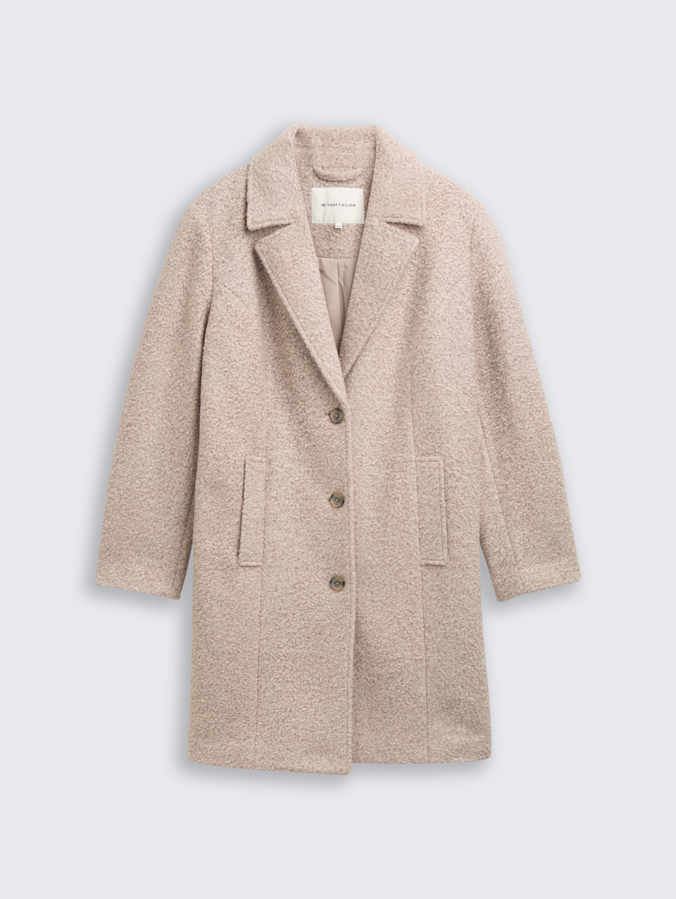 Plus Size - Bouclé Mantel mit Reverskragen - boucle_beige_melange - 